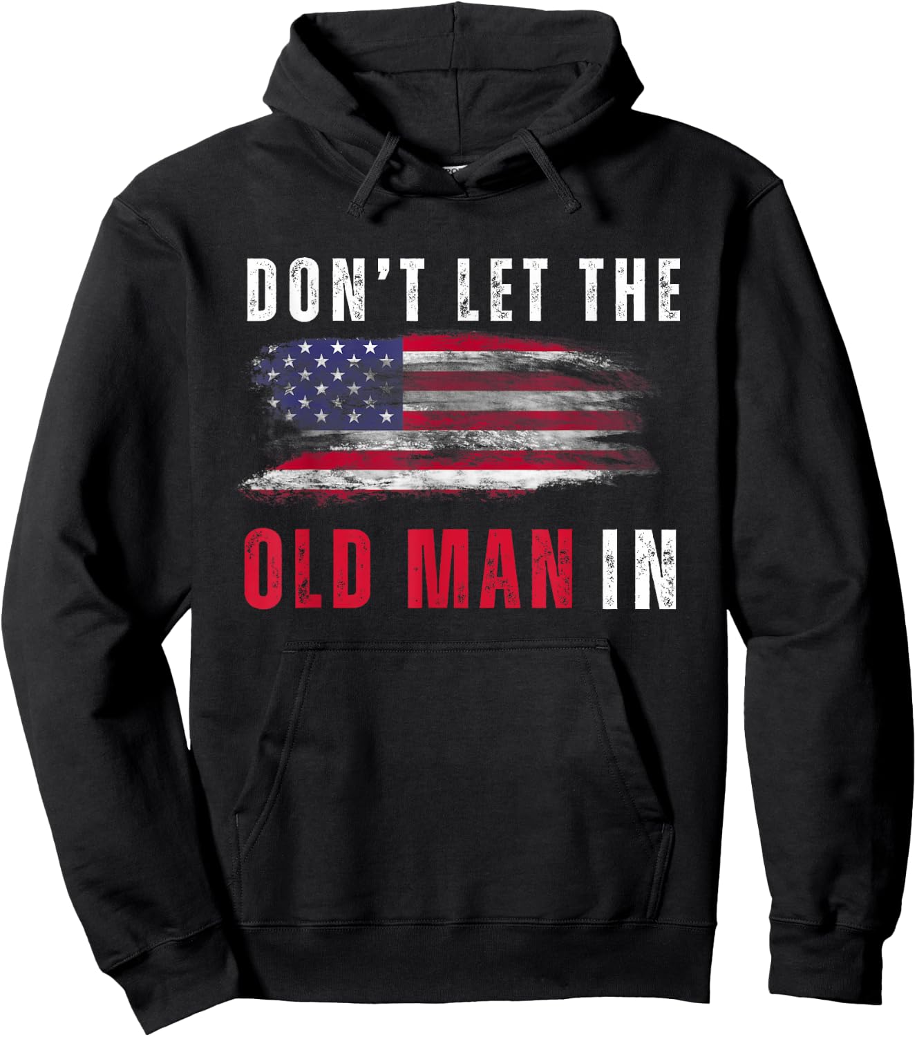 Retro Don't let the old man in vintage American Flag Hoodie - Hoodie | Black