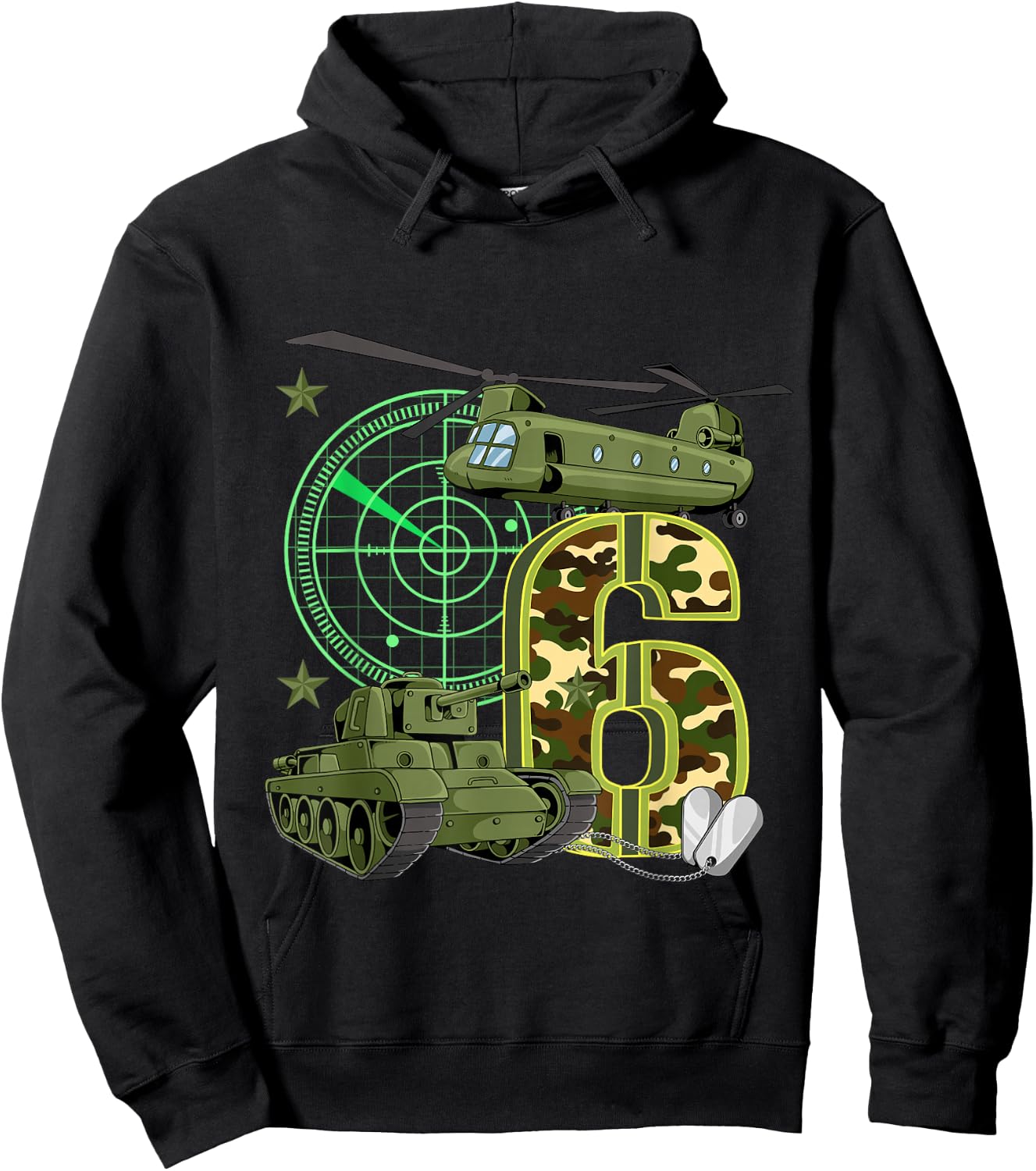 6th Birthday Army Hoodie - Hoodie | Black