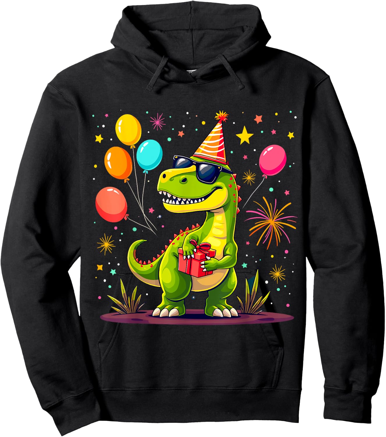 T-Rex Birthday Party Dinosaur Hoodie - Hoodie | Black