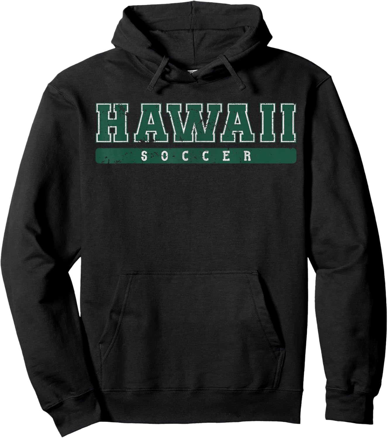 Hawaii Soccer Green Vintage Text Hoodie - Hoodie | Black