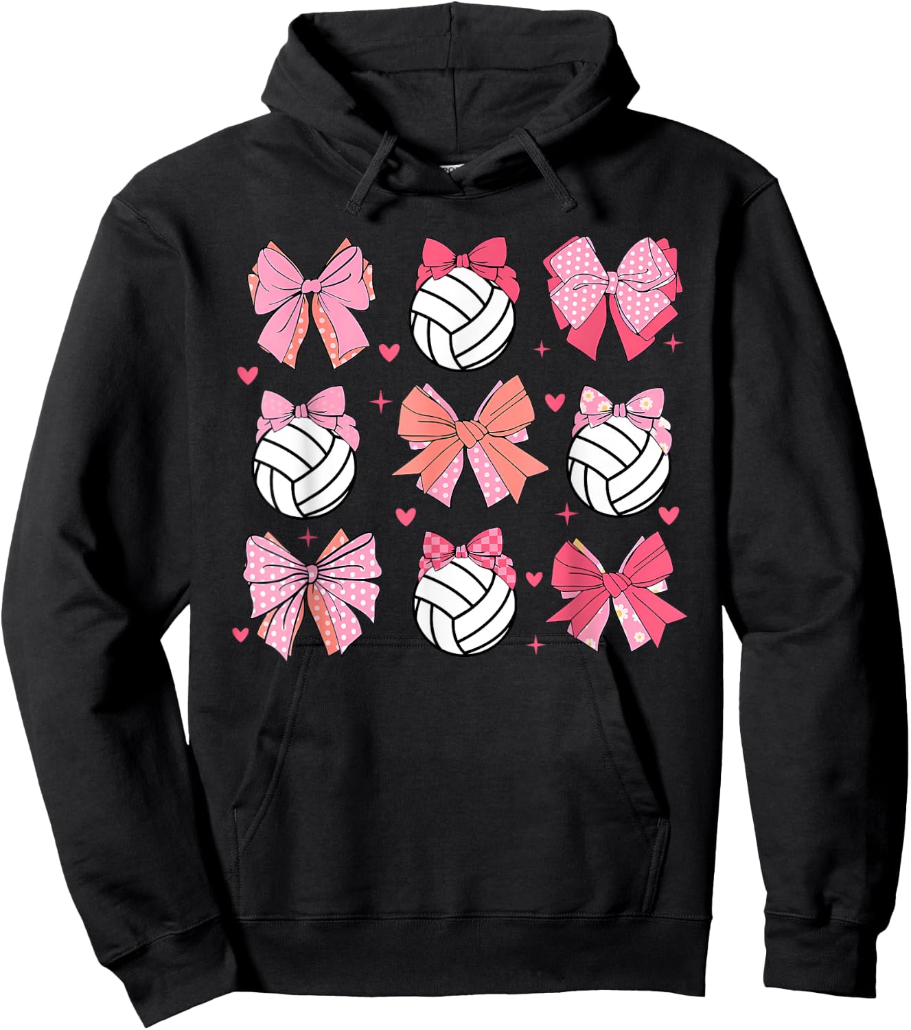 volleyball Coquette Bow volleyball Mom Mothers Day Softball Hoodie - Hoodie | Black