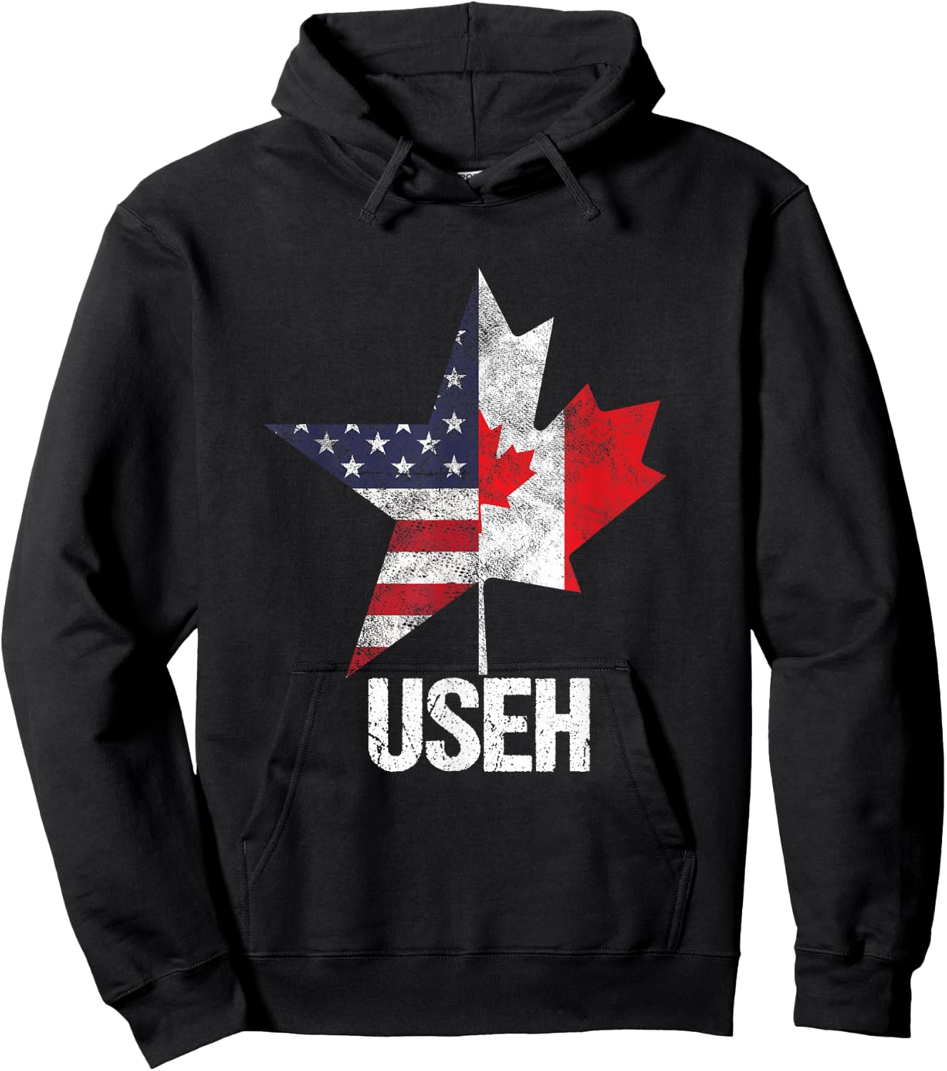 Half Canadian American USEH Canada USA Flag United States Hoodie - Hoodie | Black
