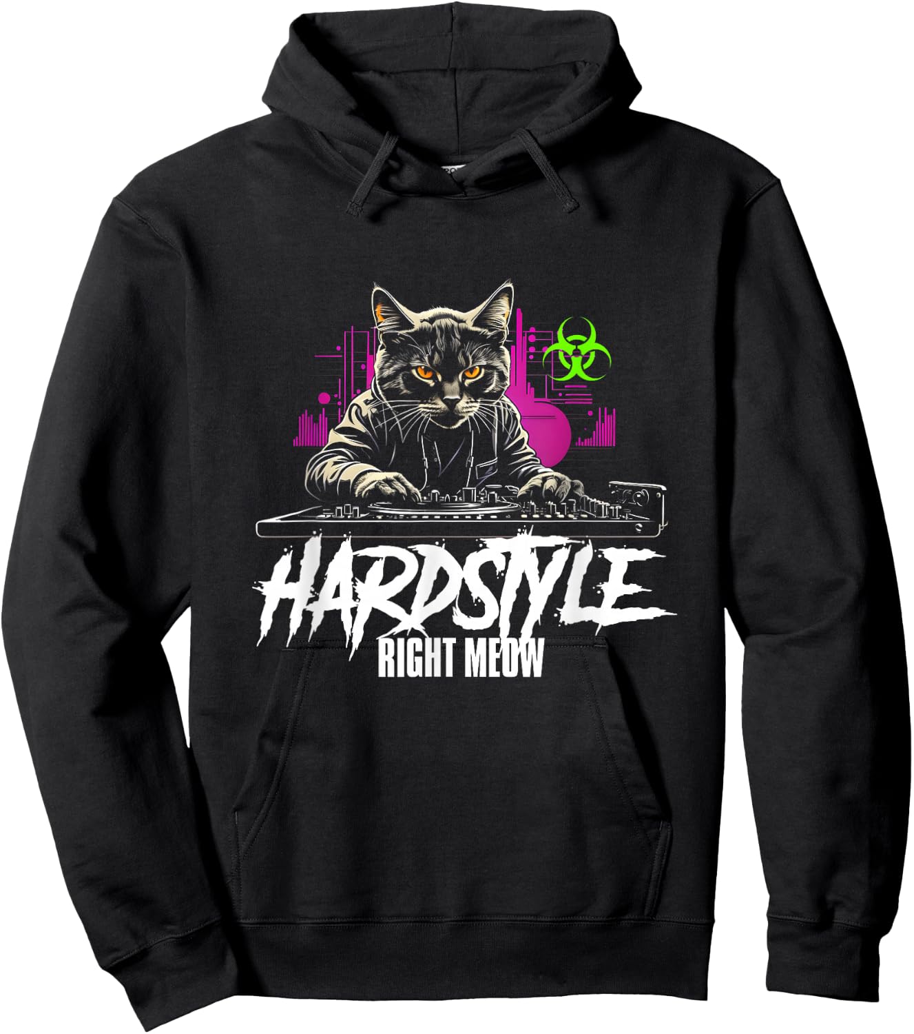 Hardstyle Outfit Cat DJs Hardstyle RIGHT MEOW Hoodie - Hoodie | Black