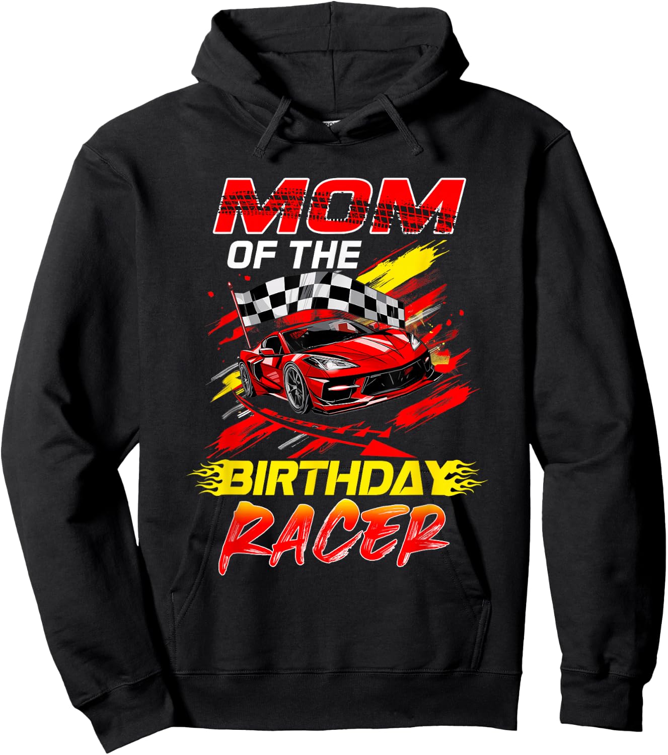 Mom Of The Birthday Racer Race Car Party Family Matching Hoodie - Hoodie | Black