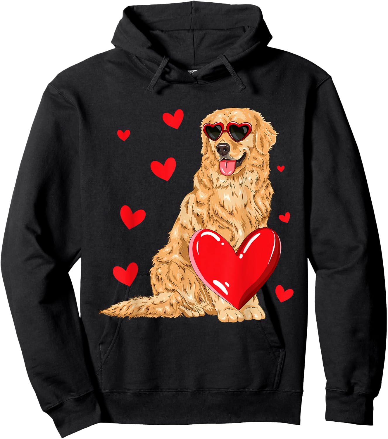 Funny Golden Retriever Heart Valentines Day Dog Lover Hoodie - Hoodie | Black
