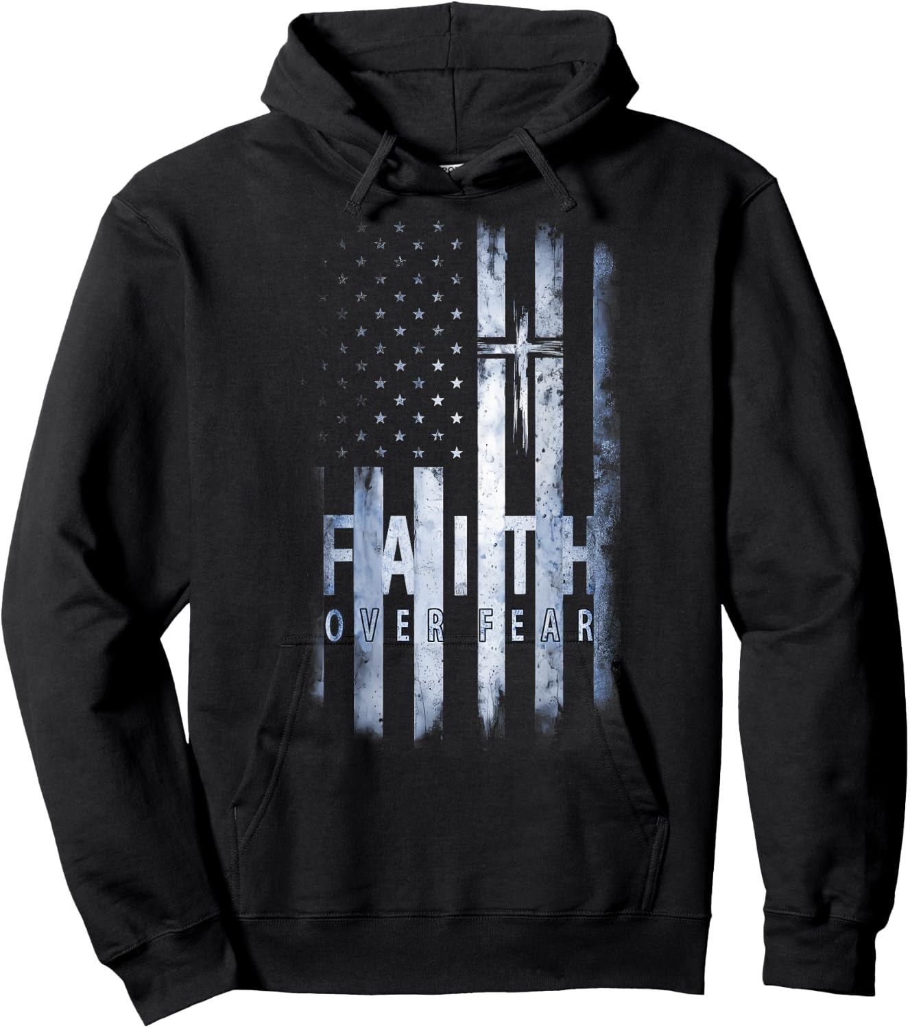 Your Country USA Dibble Dabble Designs On Back | Patriotic USA American Flag Faith Over Fear Prayer , Small Hoodie - Hoodie | Black
