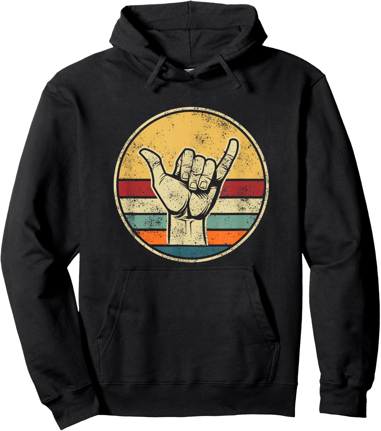 Shaka Surfing Beach Apparel Design Surfer Greeting Hand Hoodie - Hoodie | Black