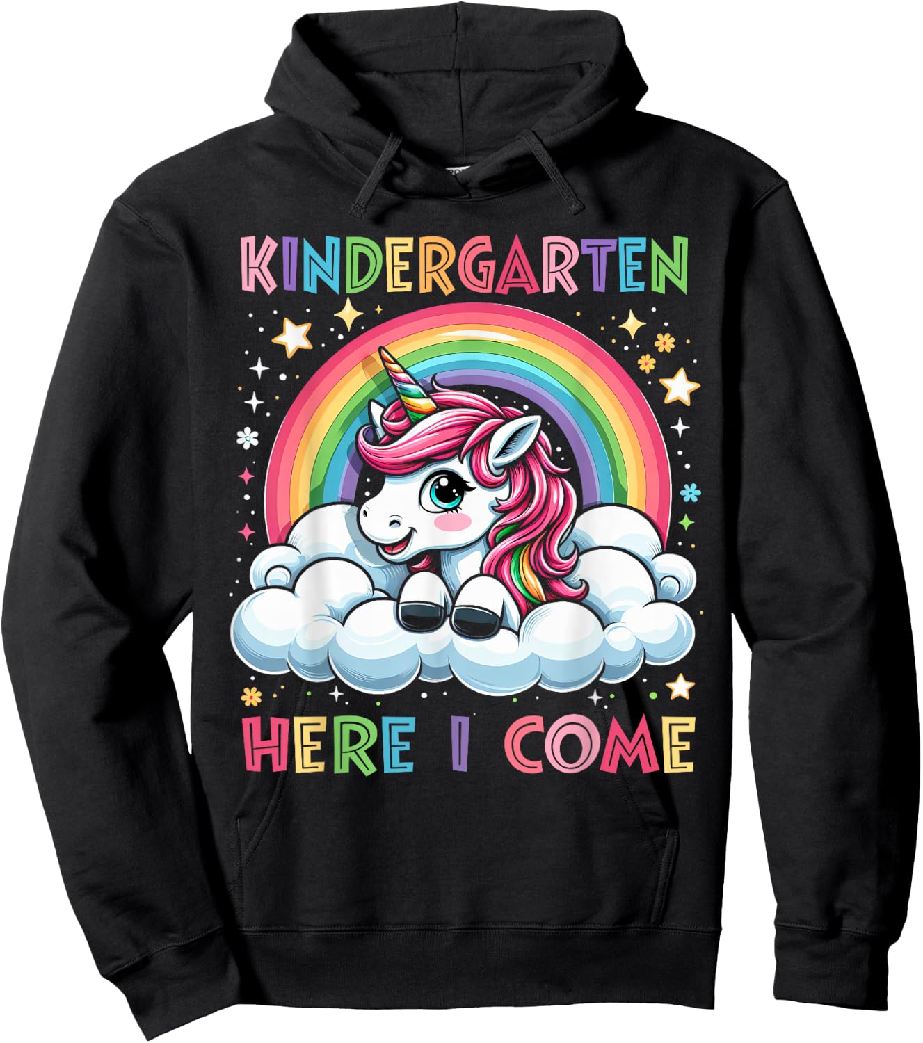 First Day Of Kindergarten Shirt Girls Unicorn Back To School Hoodie - Hoodie | Black