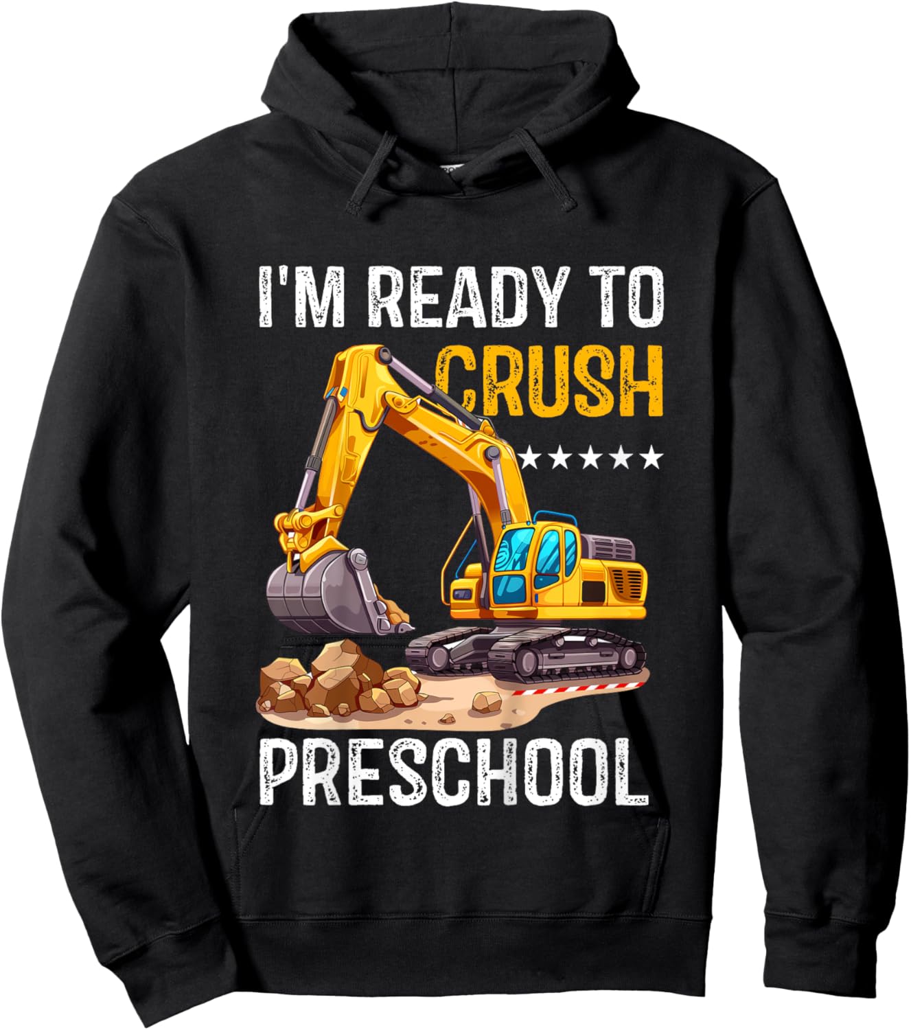 Excavator I'm Ready to Crush Preschool Back to School Kids Hoodie - Hoodie | Black