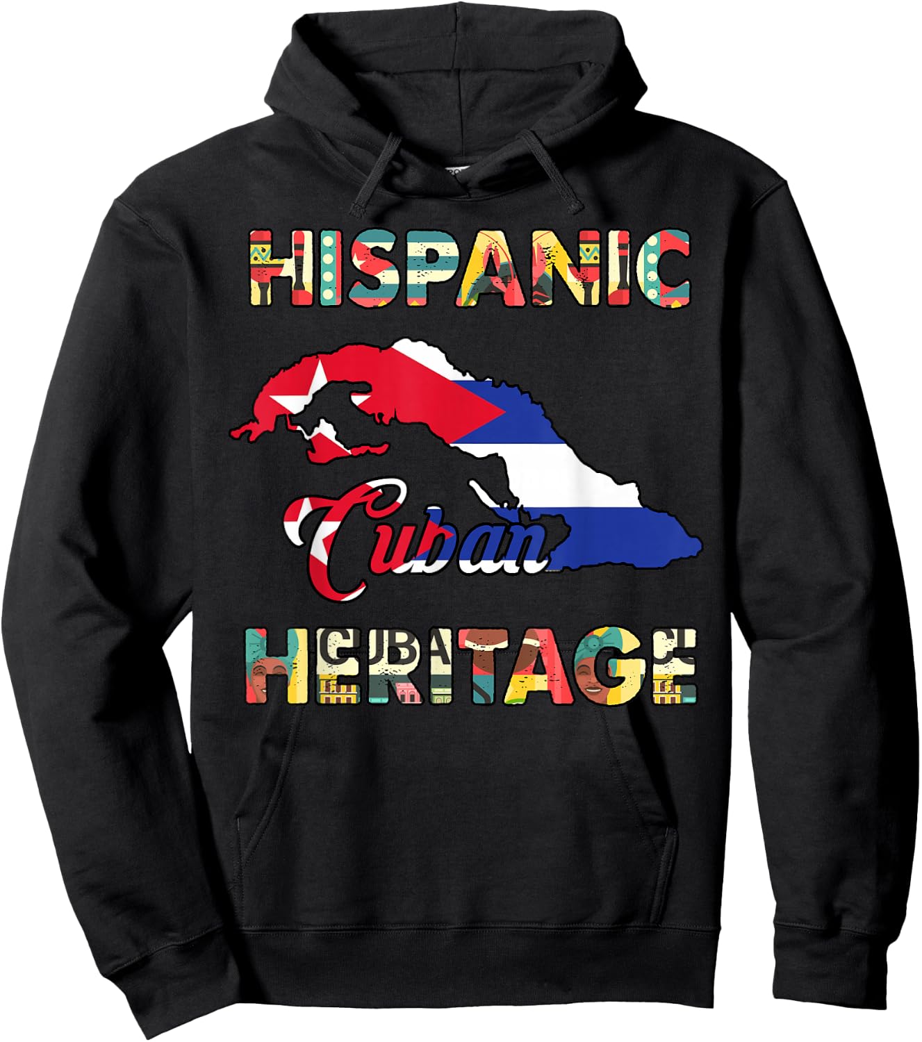 Cuba Flag Cuban Men Women Kids Hispanic Heritage Cubanita Hoodie - Hoodie | Black