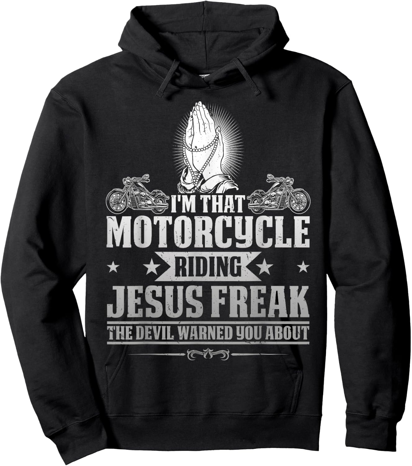 Retro Vintage Chopper Rider JD0 Christian Biker I'm That Motorcycle Riding Jesus Freak Faith Hoodie - Hoodie | Black