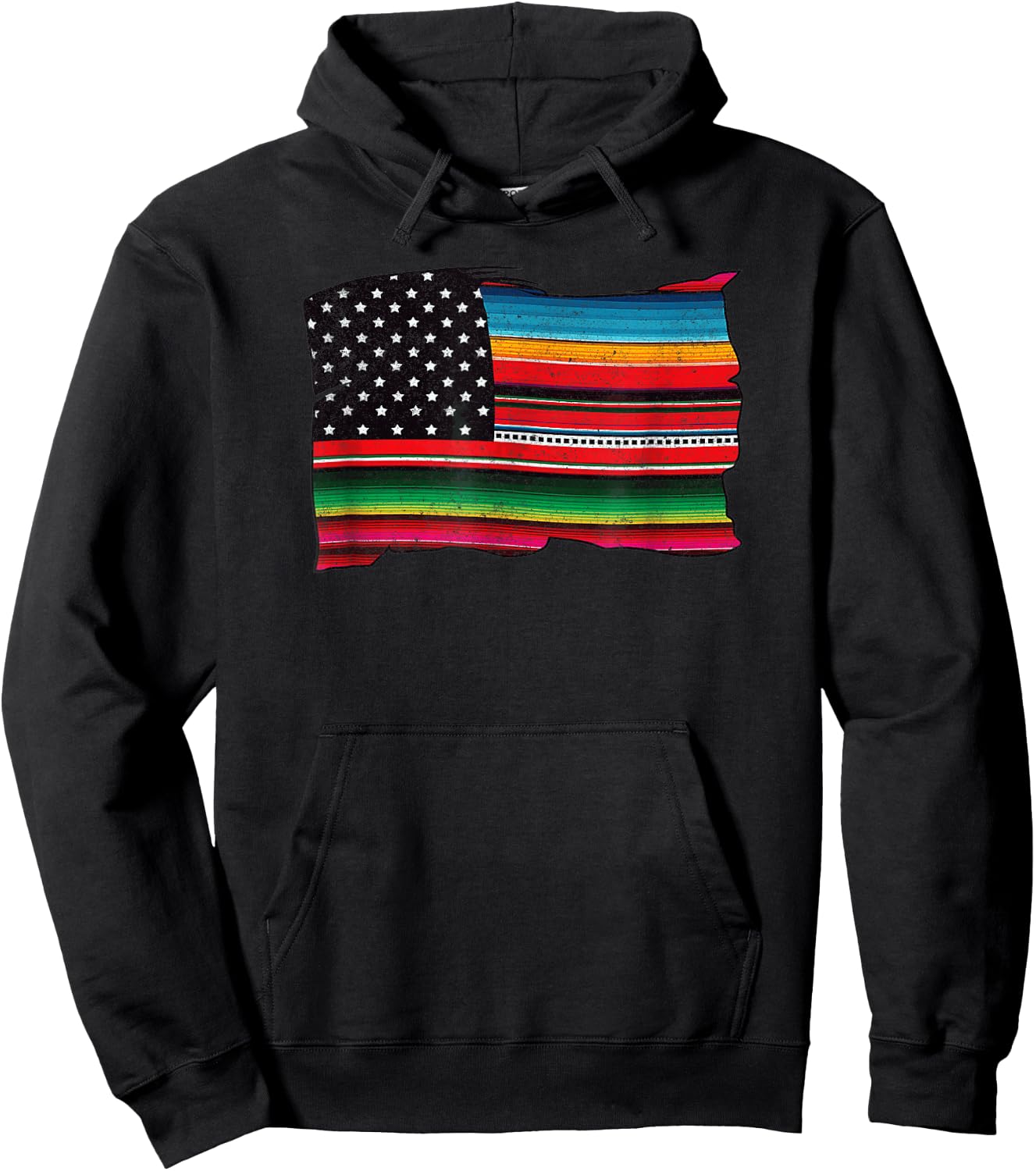 Mexican American Chicano Sarape Flag Hoodie - Hoodie | Black