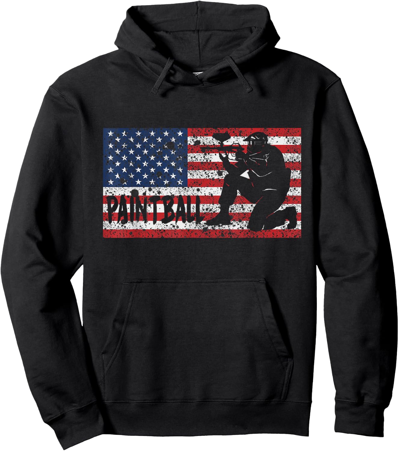 Vintage American USA Flag Paintball Hoodie - Hoodie | Black