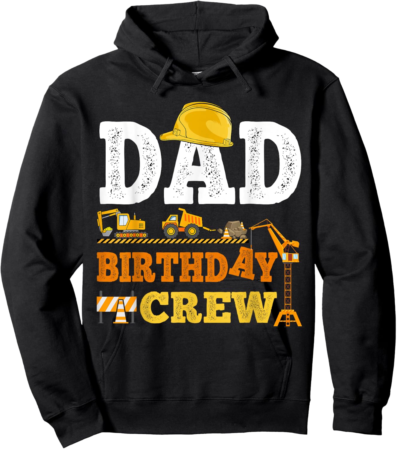 Dad Birthday Crew Construction Excavator Kids Family Set Hoodie - Hoodie | Black