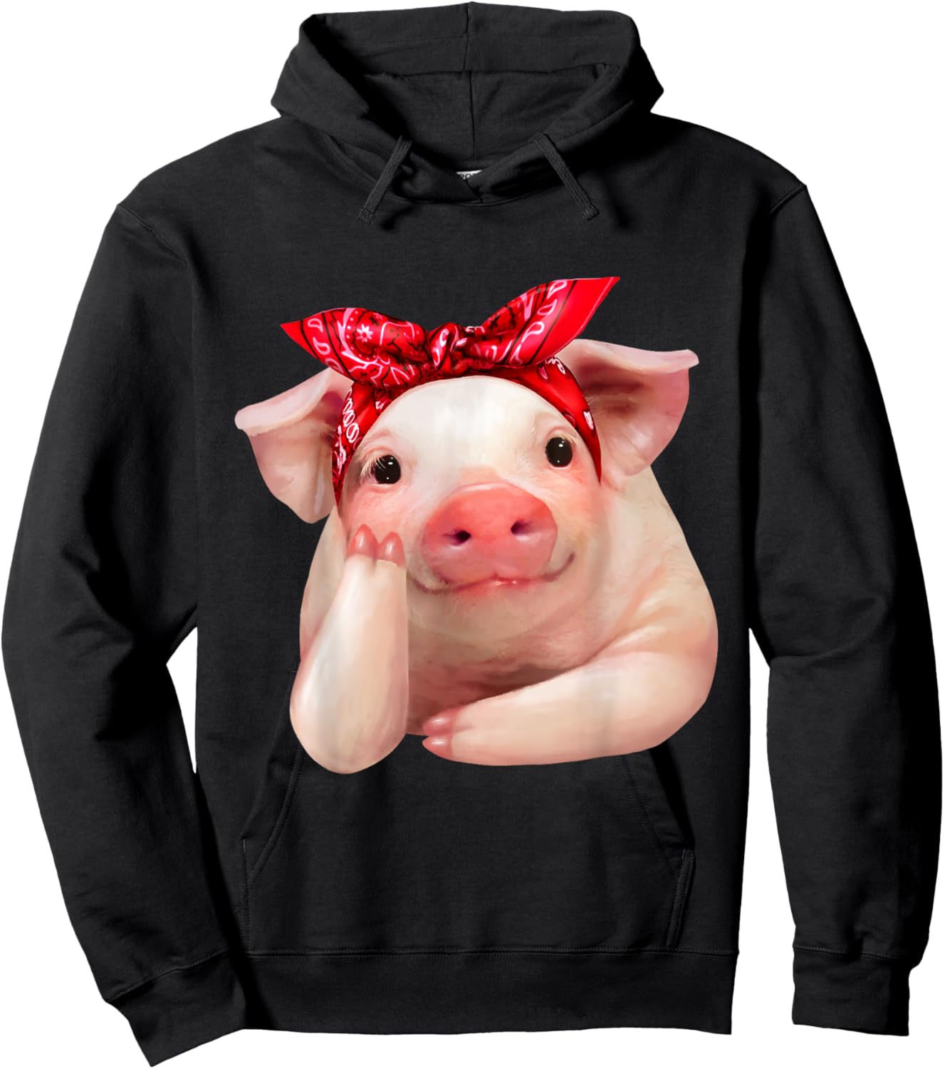 Red Bandanna Pig Funny I Love Piggy T Shirt Hoodie - Hoodie | Black