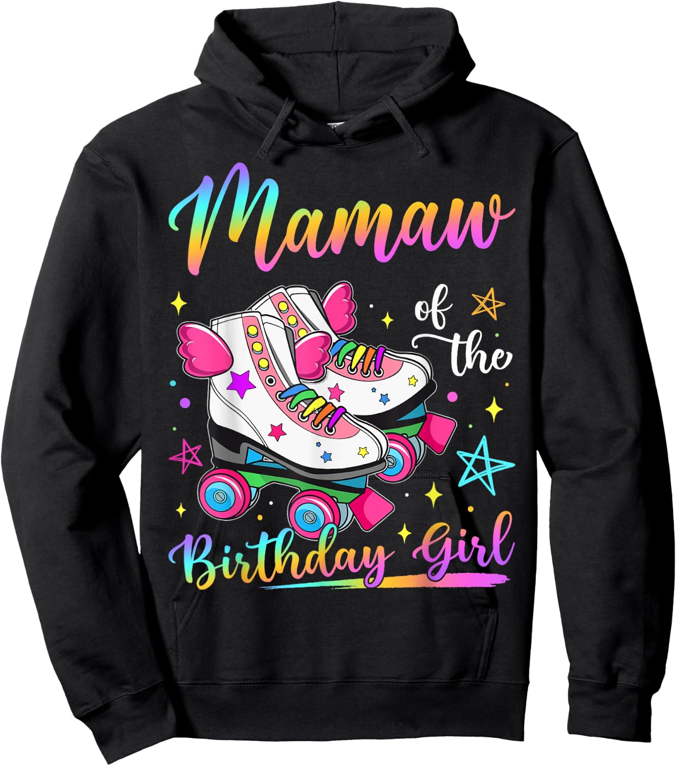 Mamaw Of The Birthday Girl Rolling Skate Family Matching Hoodie - Hoodie | Black