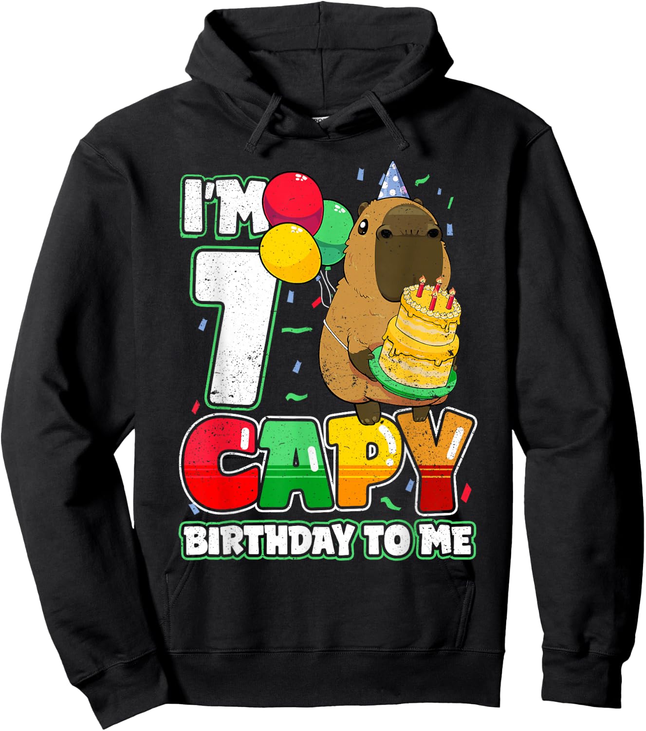 7 Years Old Capy Birthday to me 7th Birthday Capybara Hoodie - Hoodie | Black
