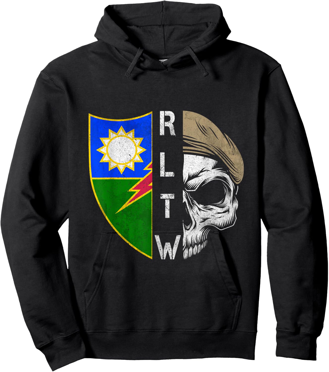 75th Ranger Regiment Skull Unit Crest RLTW Beret Veteran Hoodie - Hoodie | Black