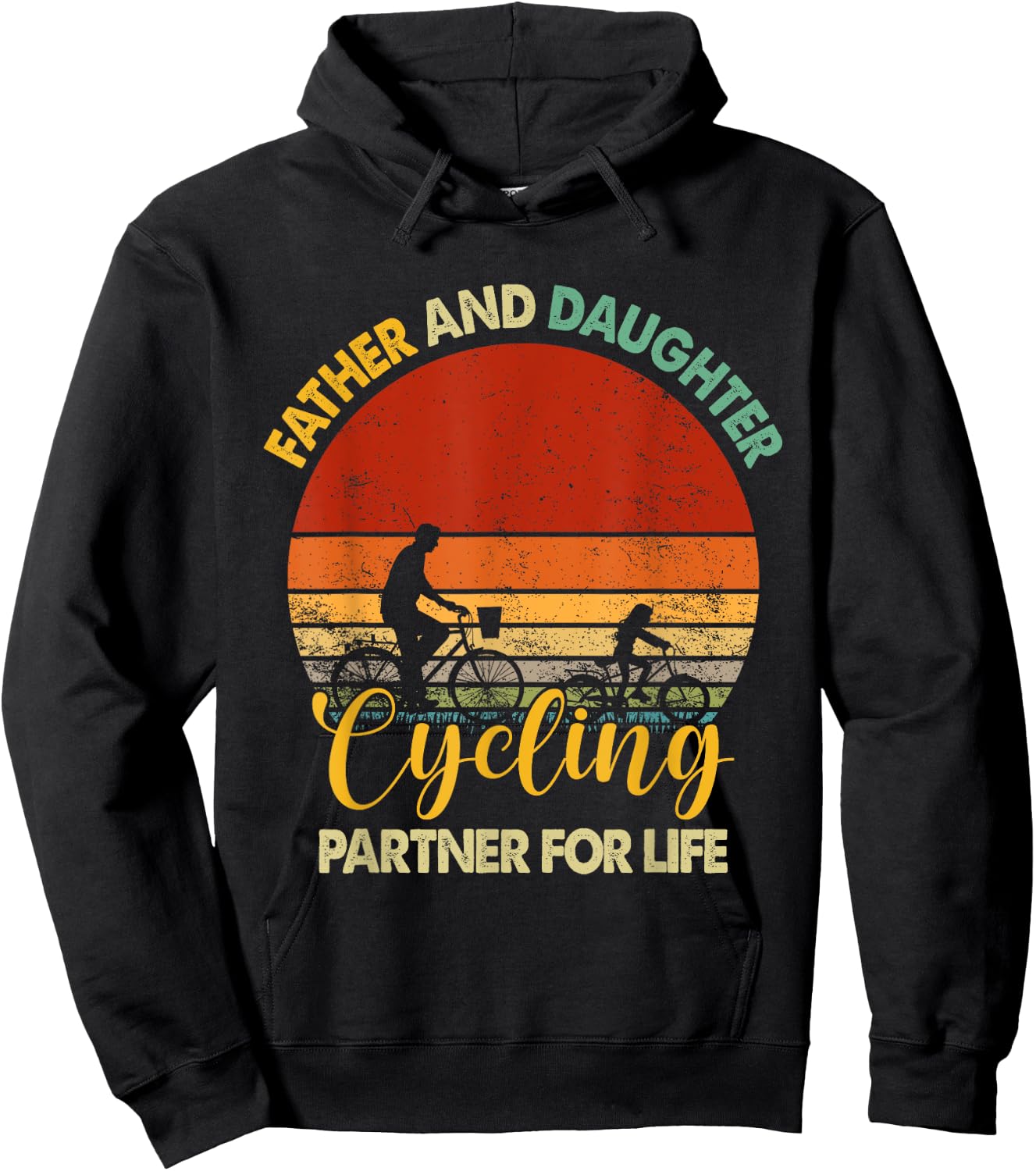 Retro Father Daughter Cycling Partner For Life Fathers Day Hoodie - Hoodie | Black