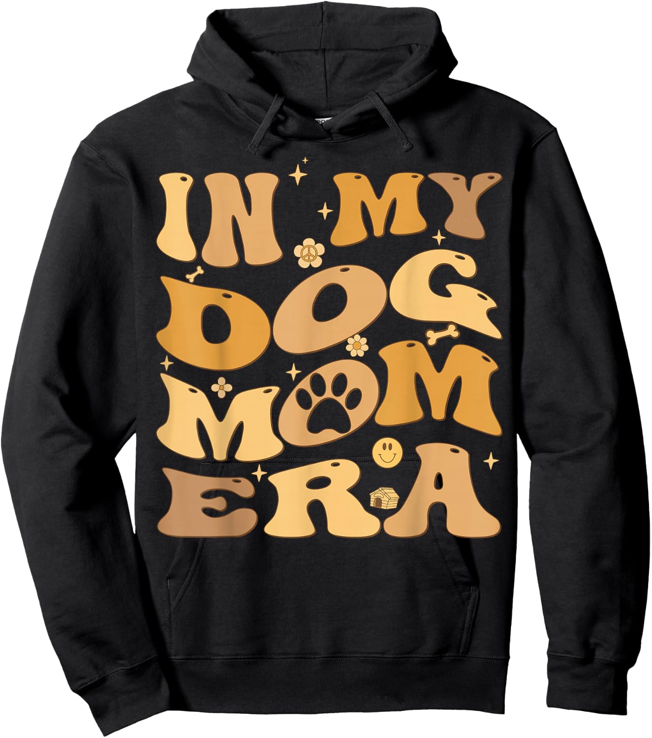 In My Dog Mom Era Groovy Puppy Lover Hoodie - Hoodie | Black