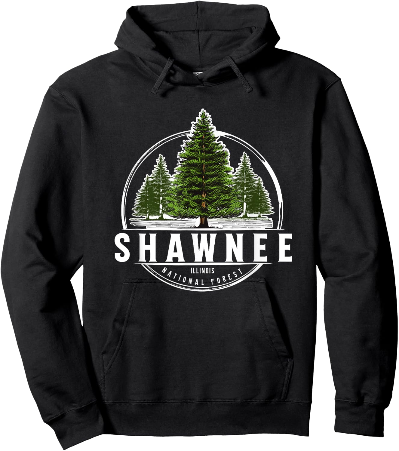 Vintage Pine Trees Shawnee National Forest Illinois Souvenir Hoodie - Hoodie | Black