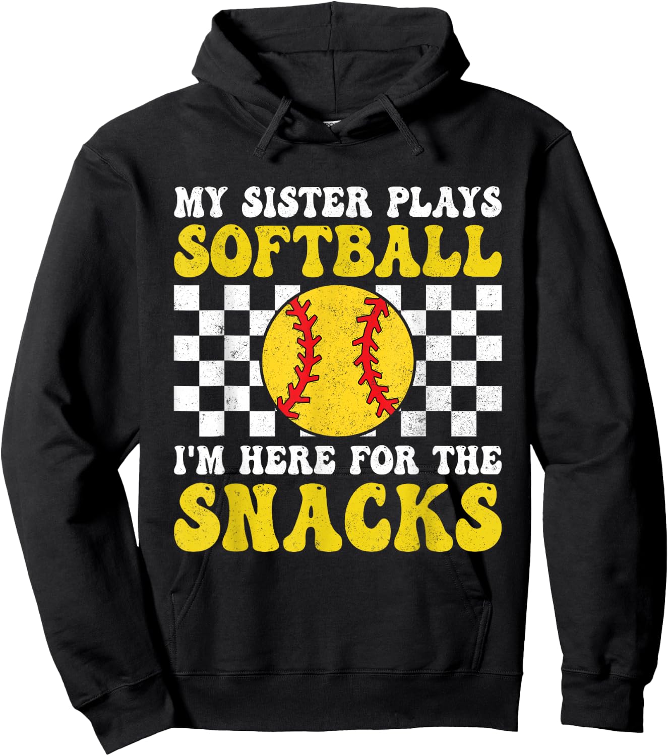 My Sister Plays Softball I'm Here For The Snacks Brother Kid Hoodie - Hoodie | Black