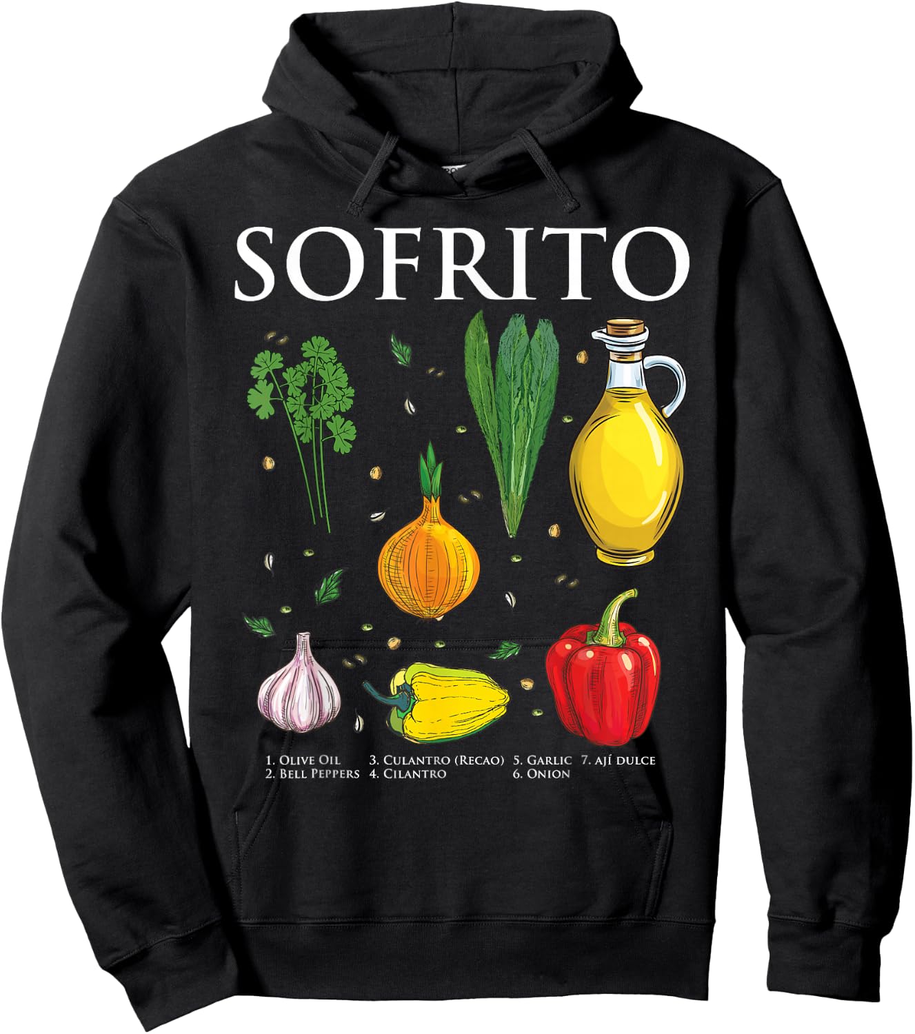 Puerto Rican Sofrito Ingredients Hoodie - Hoodie | Black