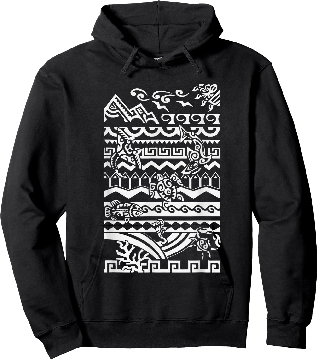 Polynesia Tribal Hawaiian Maori Sun Sea Turtle Animal Hoodie - Hoodie | Black