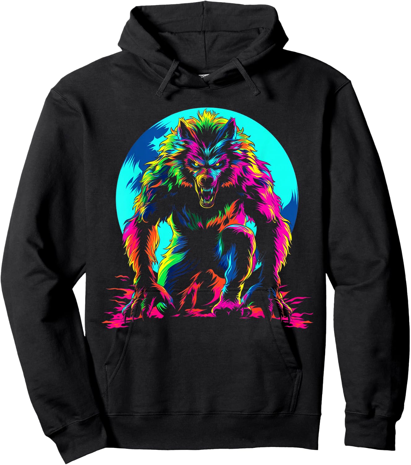 Werewolf Wolf Moon Popart Hoodie - Hoodie | Black