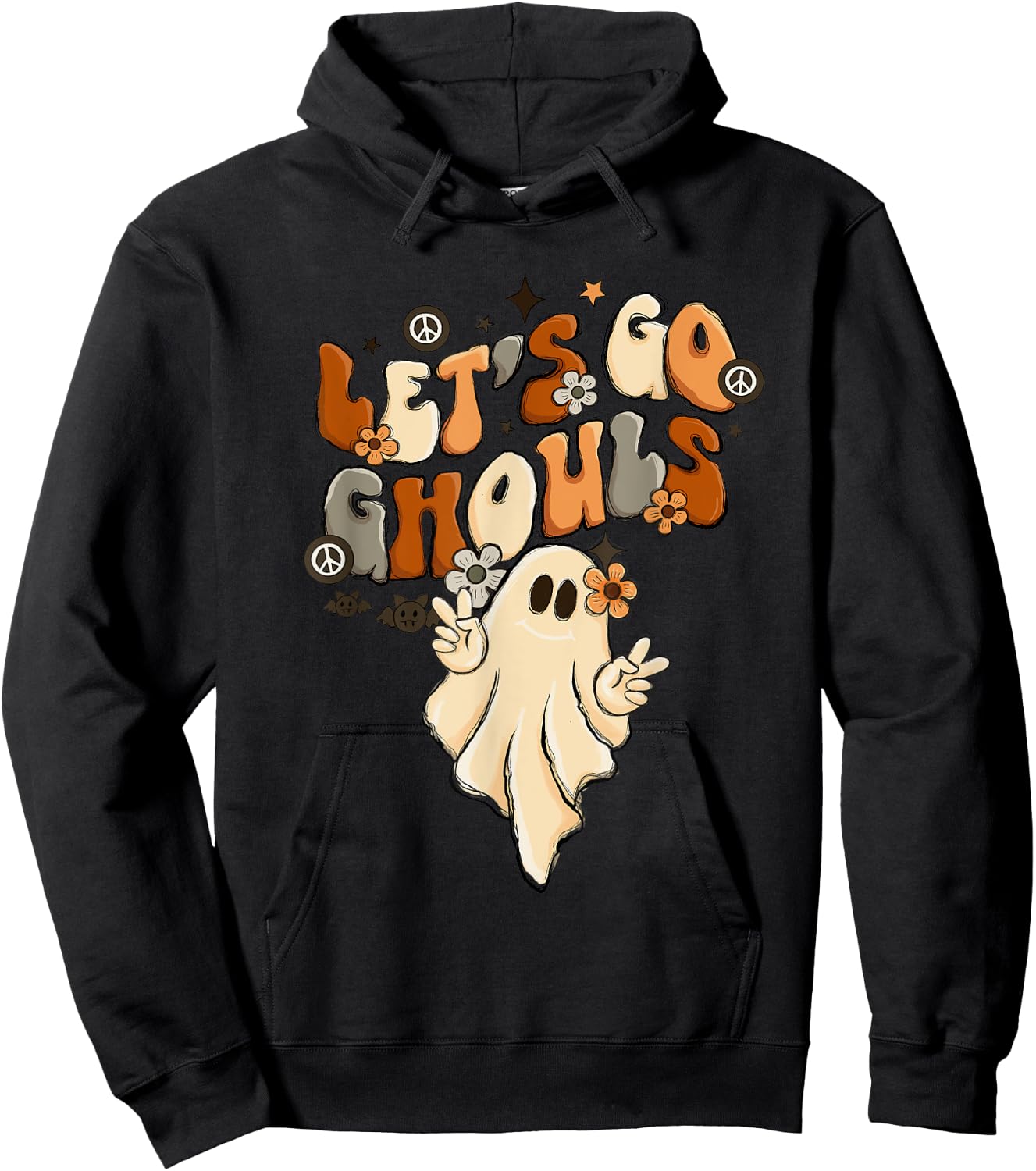 Retro Groovy Let's Go Ghouls Halloween Ghost Outfit Costumes Hoodie - Hoodie | Black