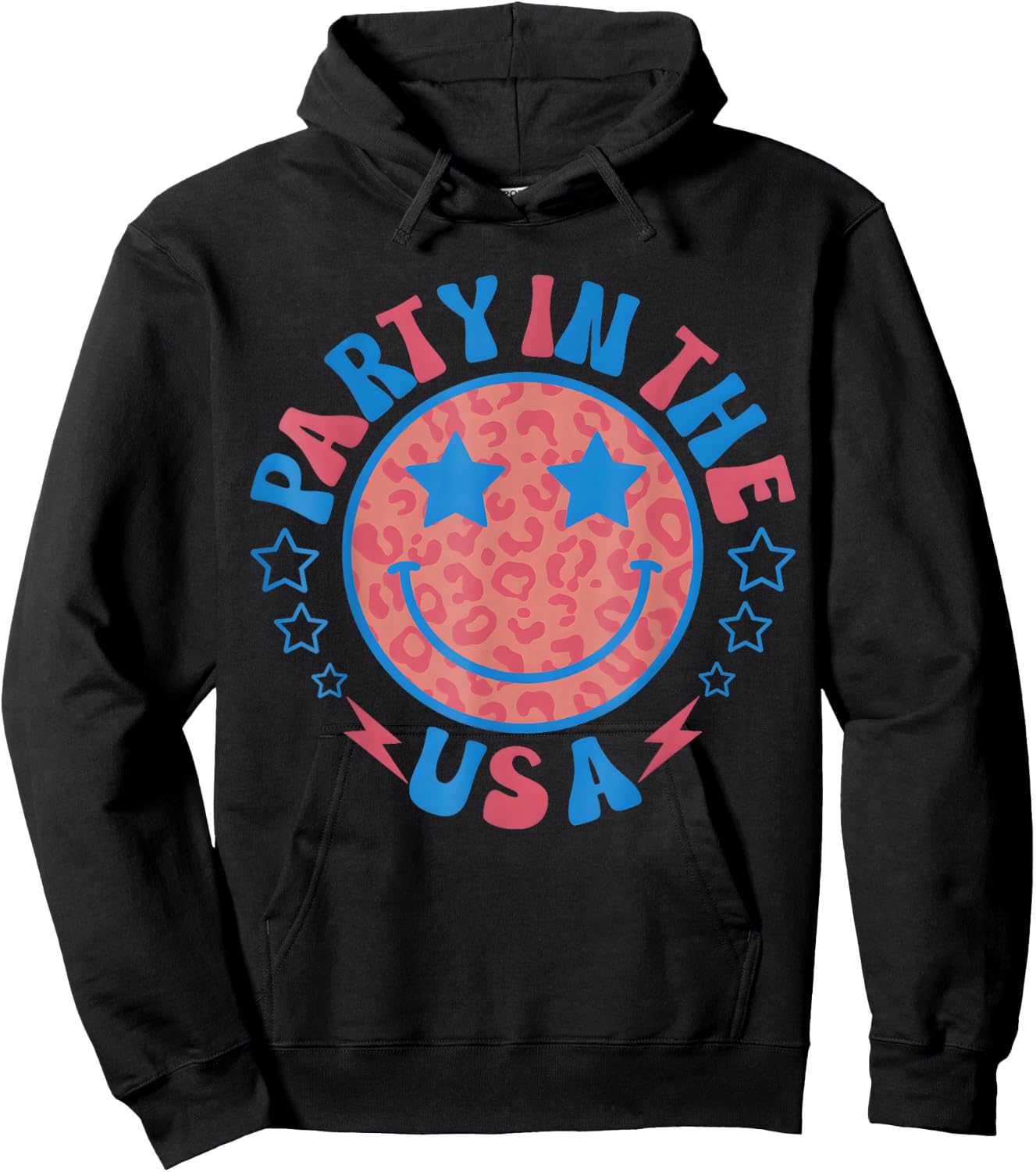 Party in the USA 4th of July Preppy Smile Hoodie - Hoodie | Black
