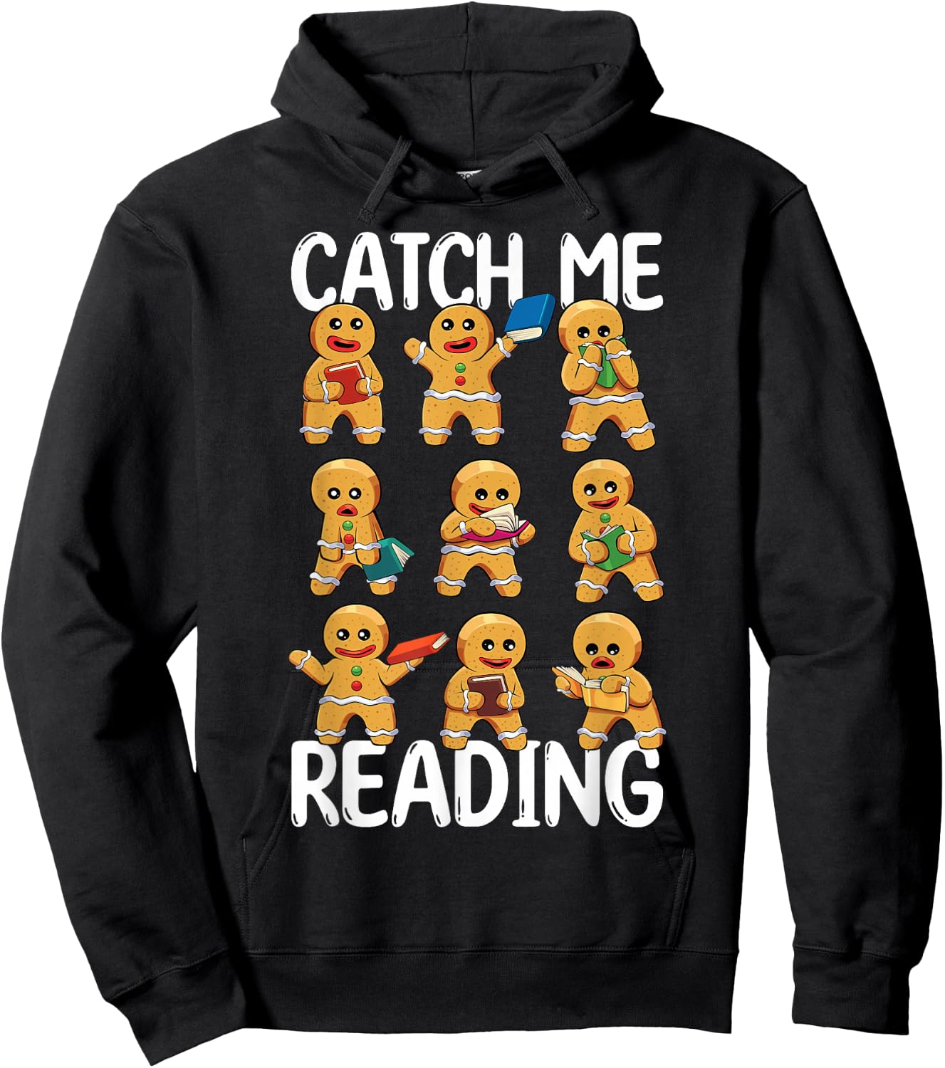 Catch Me Reading Christmas Gingerbread Man Teacher Book Hoodie - Hoodie | Black