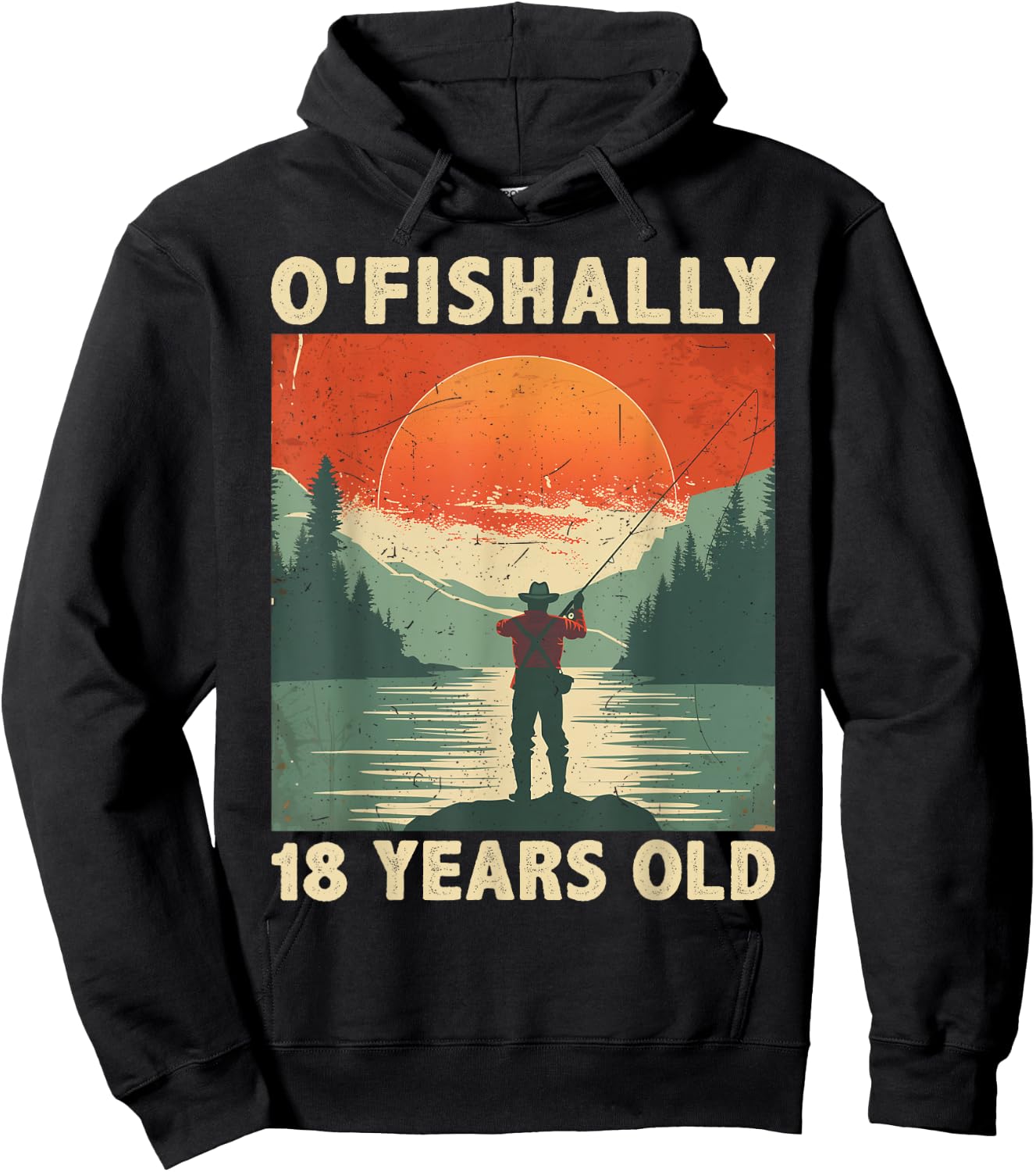Ofishally 18 Years Old 2006 Fishing Fisherman 18th Birthday Hoodie - Hoodie | Black