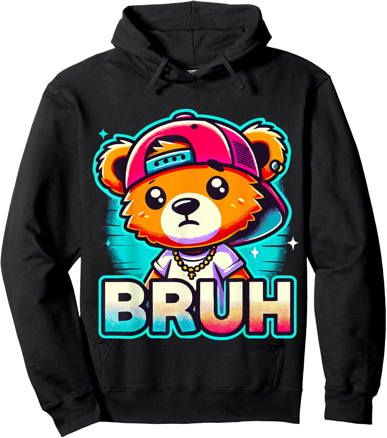 Hip Hop Teddy Bear Bruh Hoodie - Hoodie | Black
