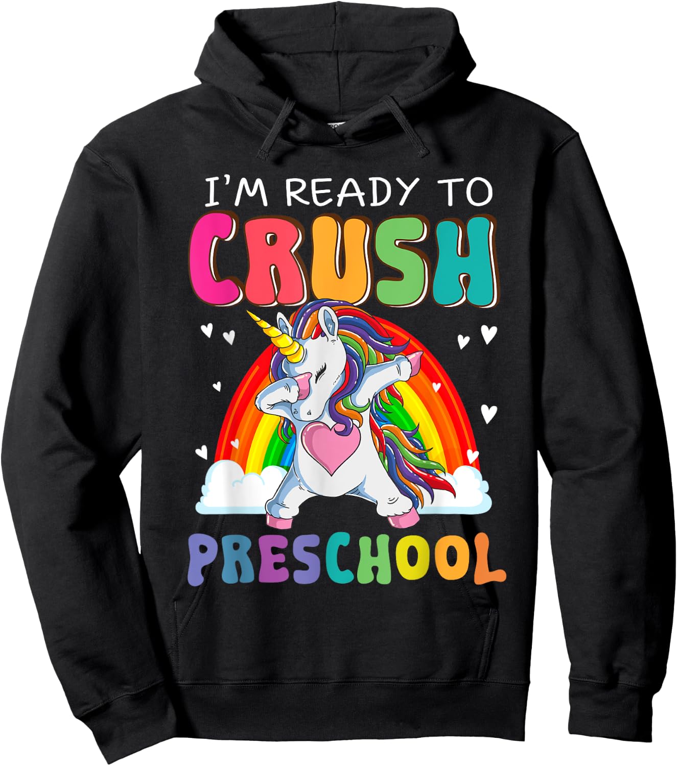 Crush Preschool Dabbing Unicorn First Day Of School Girl Kid Hoodie - Hoodie | Black