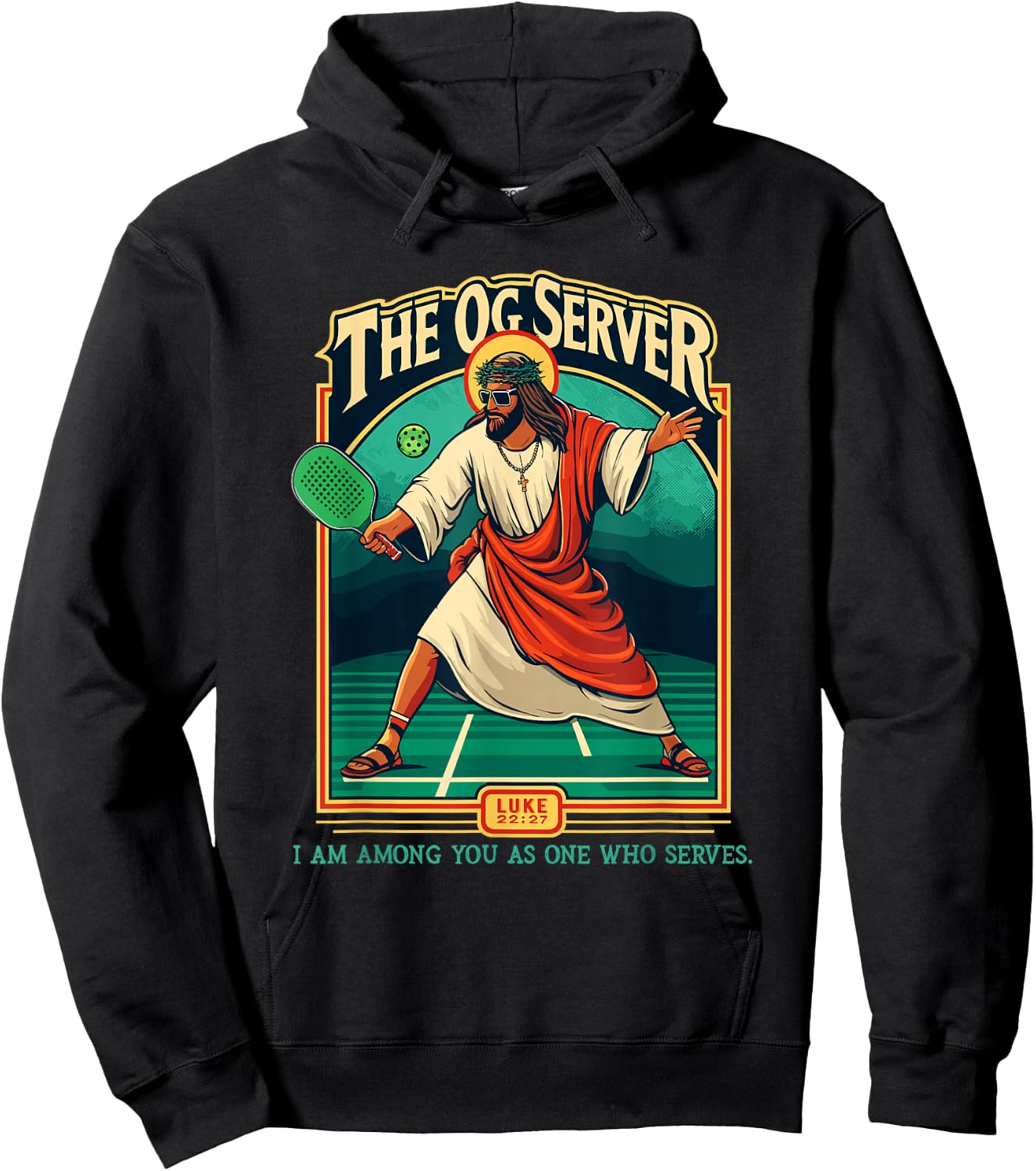 Christian Pickleball Jesus OG Server Religious Player Hoodie - Hoodie | Black