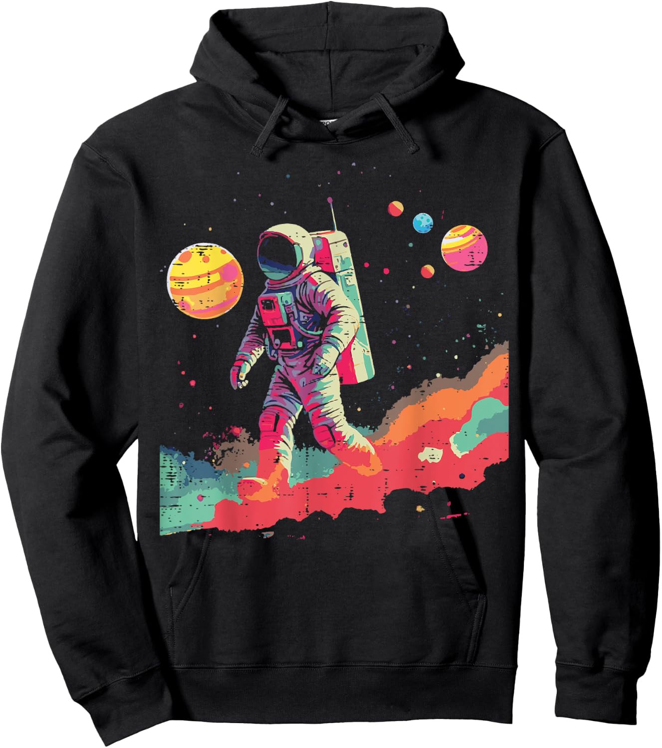 Astronaut Abstract Art Space Galaxy Paint Men Women Boy Kids Hoodie - Hoodie | Black