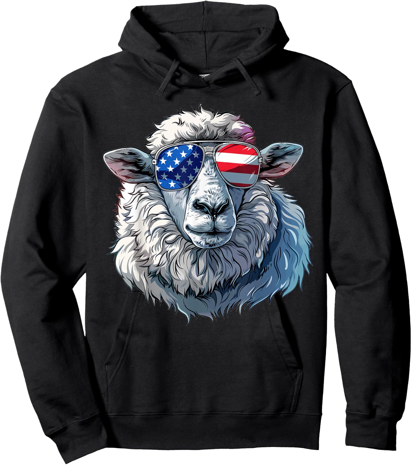Sheep American Flag Funny Sheep Lovers Mom Dad 4th of July Women Girls Kids Men Hoodie - Hoodie | Black