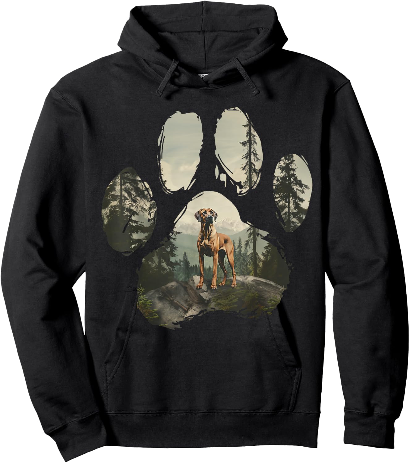 Rhodesian Ridgeback Mountain Paw Design Dog Mom Dad Hoodie - Hoodie | Black
