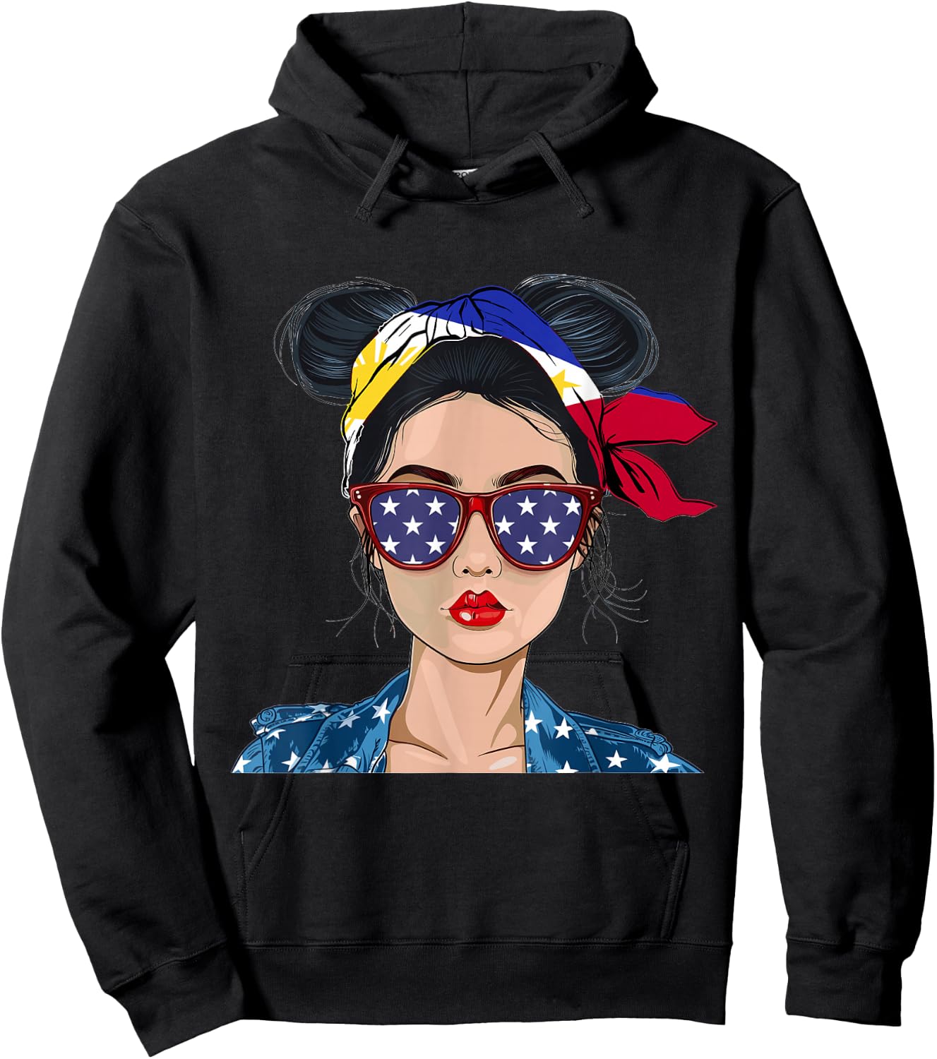 Filipina Flag Souvenirs Woman American Dress Hat Philippines Hoodie - Hoodie | Black