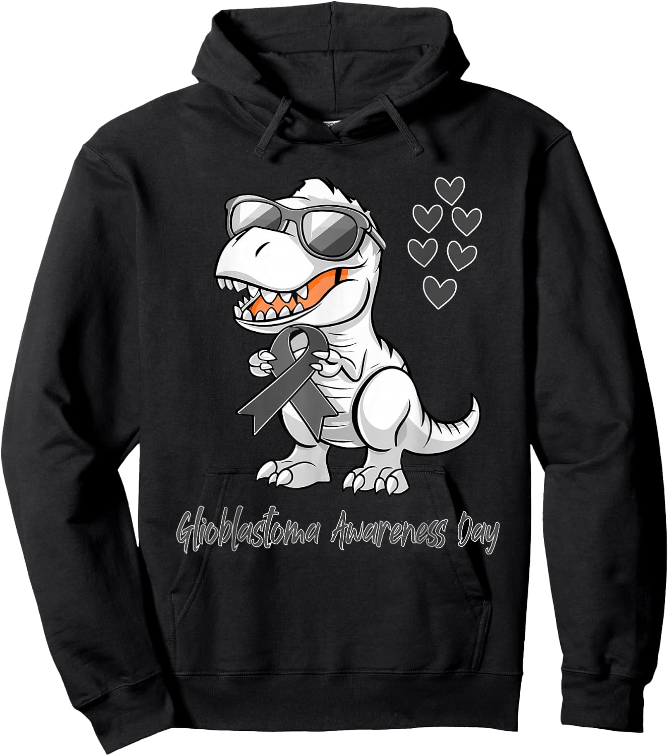 T-rex Dinosaur Glioblastoma Awareness Day Dino kids Toddlers Hoodie - Hoodie | Black