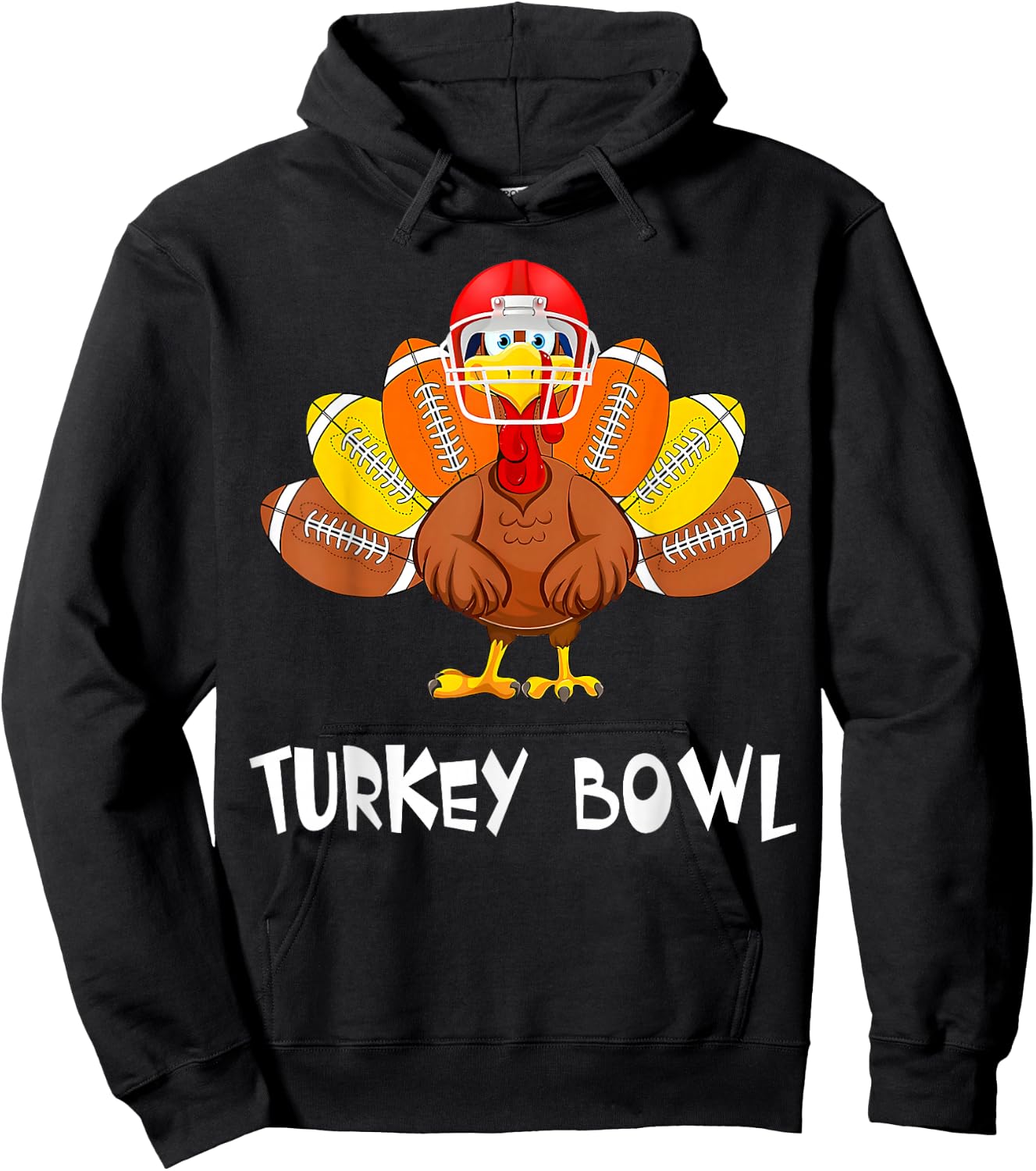 Funny Turkey American Football Bowl Thanksgiving Hoodie - Hoodie | Black