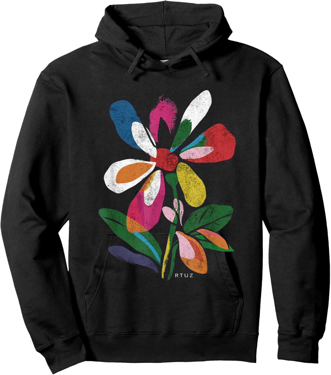 Boho Style Floral Pastel Design Flowers Hipster Streetwear Hoodie - Hoodie | Black