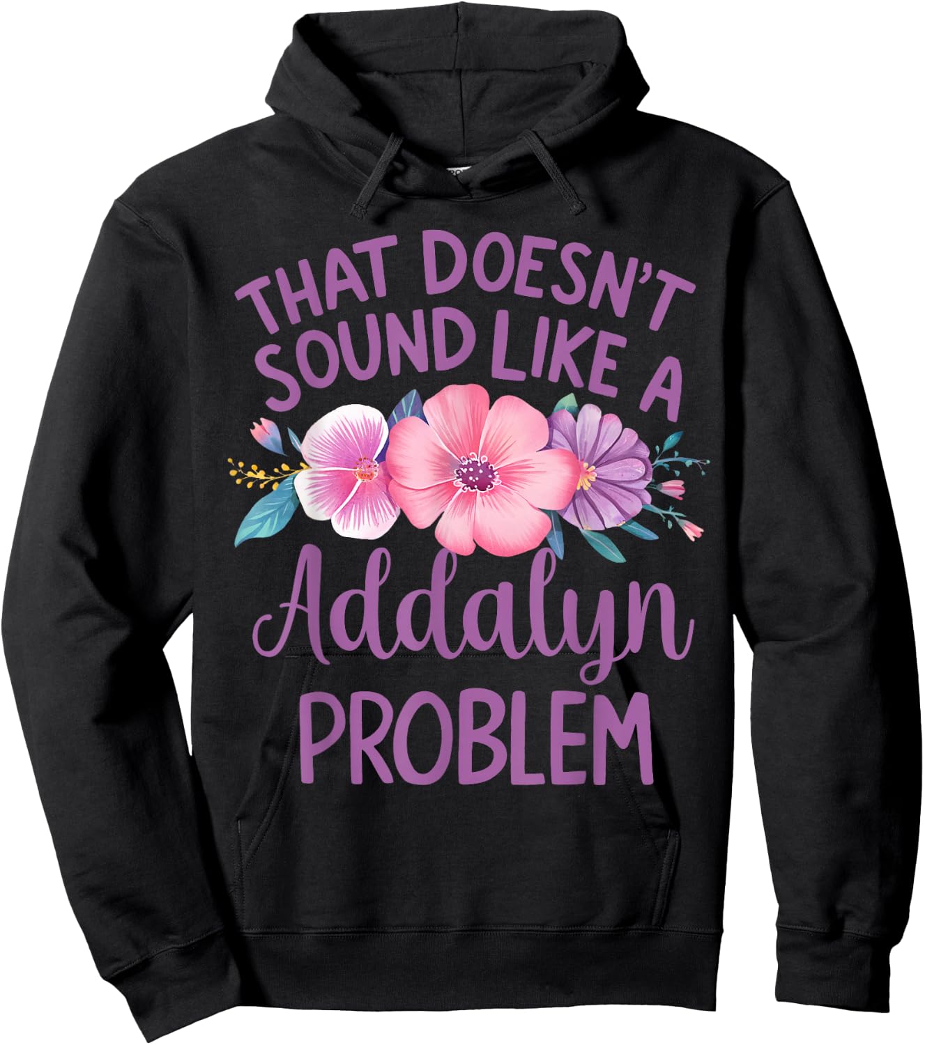 Addalyn Personalized Cute Flower Girls Addalyn Name Hoodie - Hoodie | Black