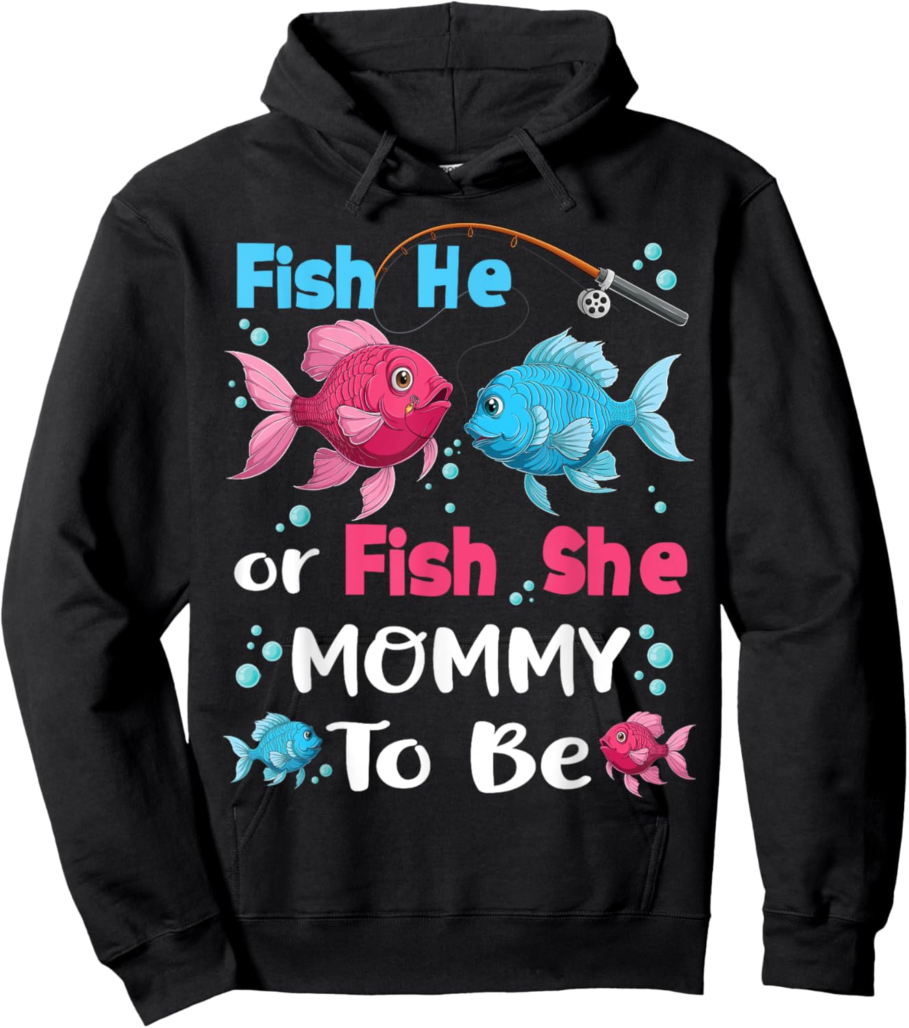 fish he or fish she gender reveal family matching Mommy Hoodie - Hoodie | Black