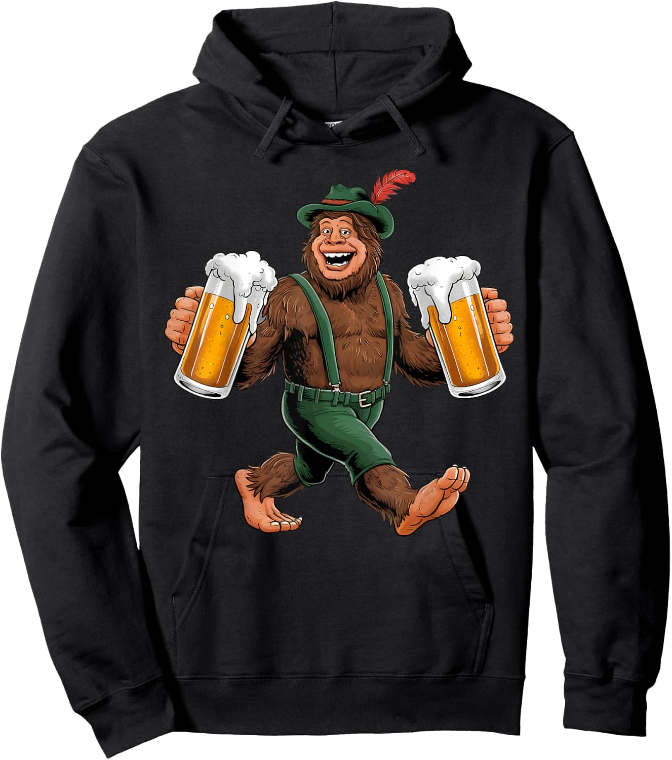 Bigfoot Oktoberfest Lederhosen Prost Beer Mug Drinking Team Hoodie - Hoodie | Black