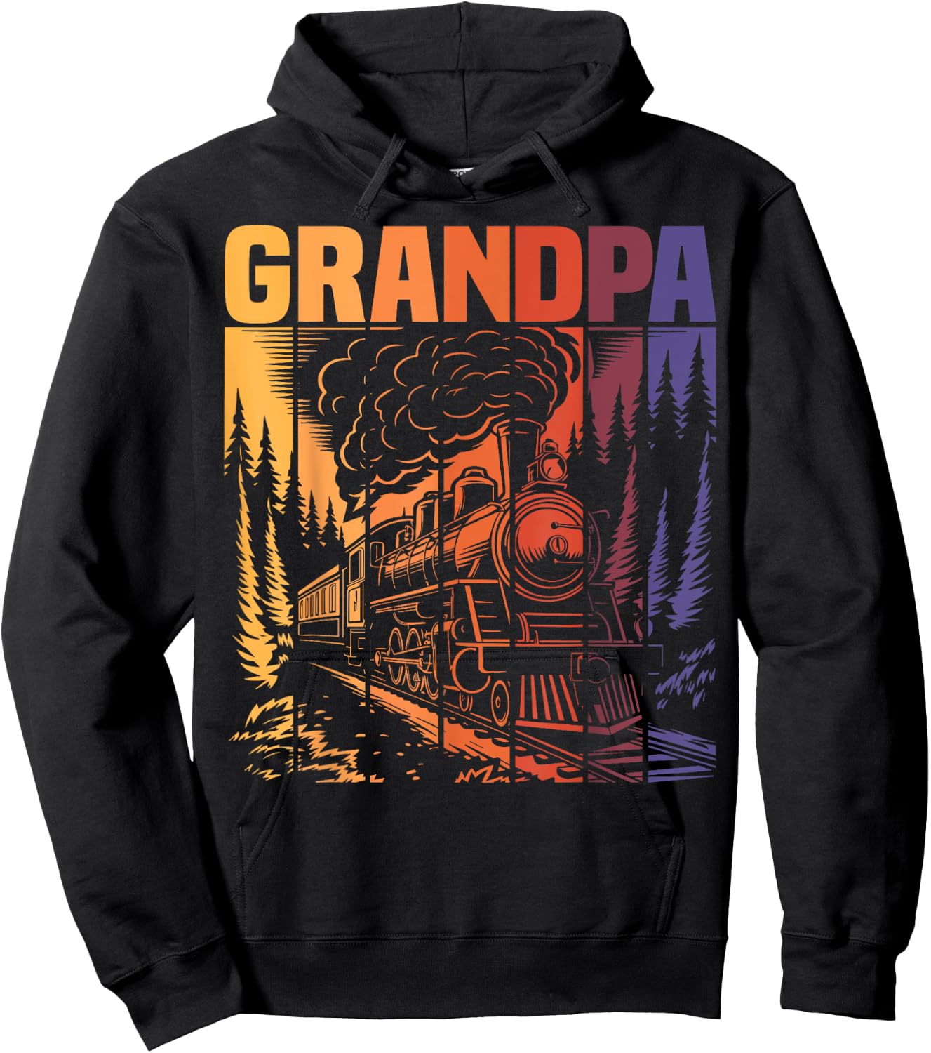 Grandpa Matching Family Railroad Retro Train Birthday Party Hoodie - Hoodie | Black