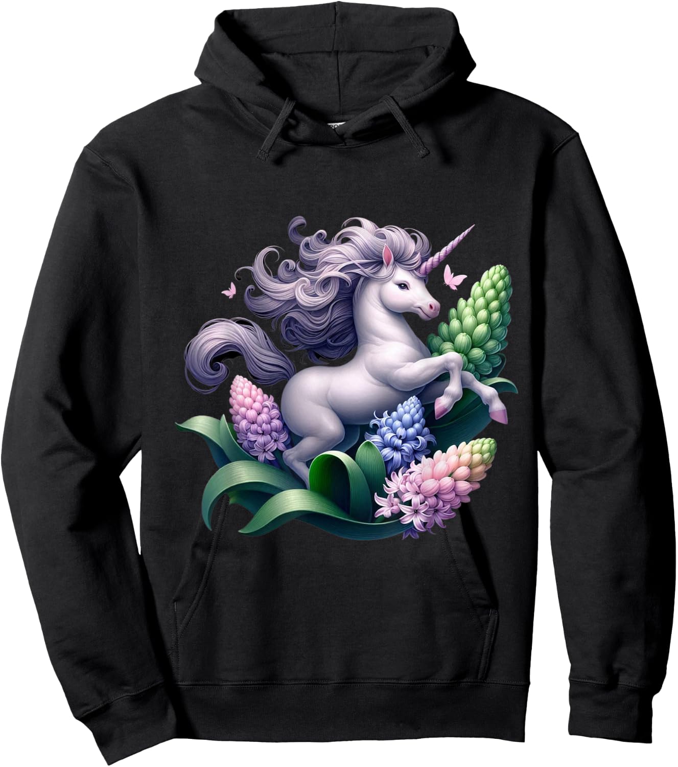 Unicorn Riding Hyacinth Boys Girls Men Women Kids Adults Hoodie - Hoodie | Black