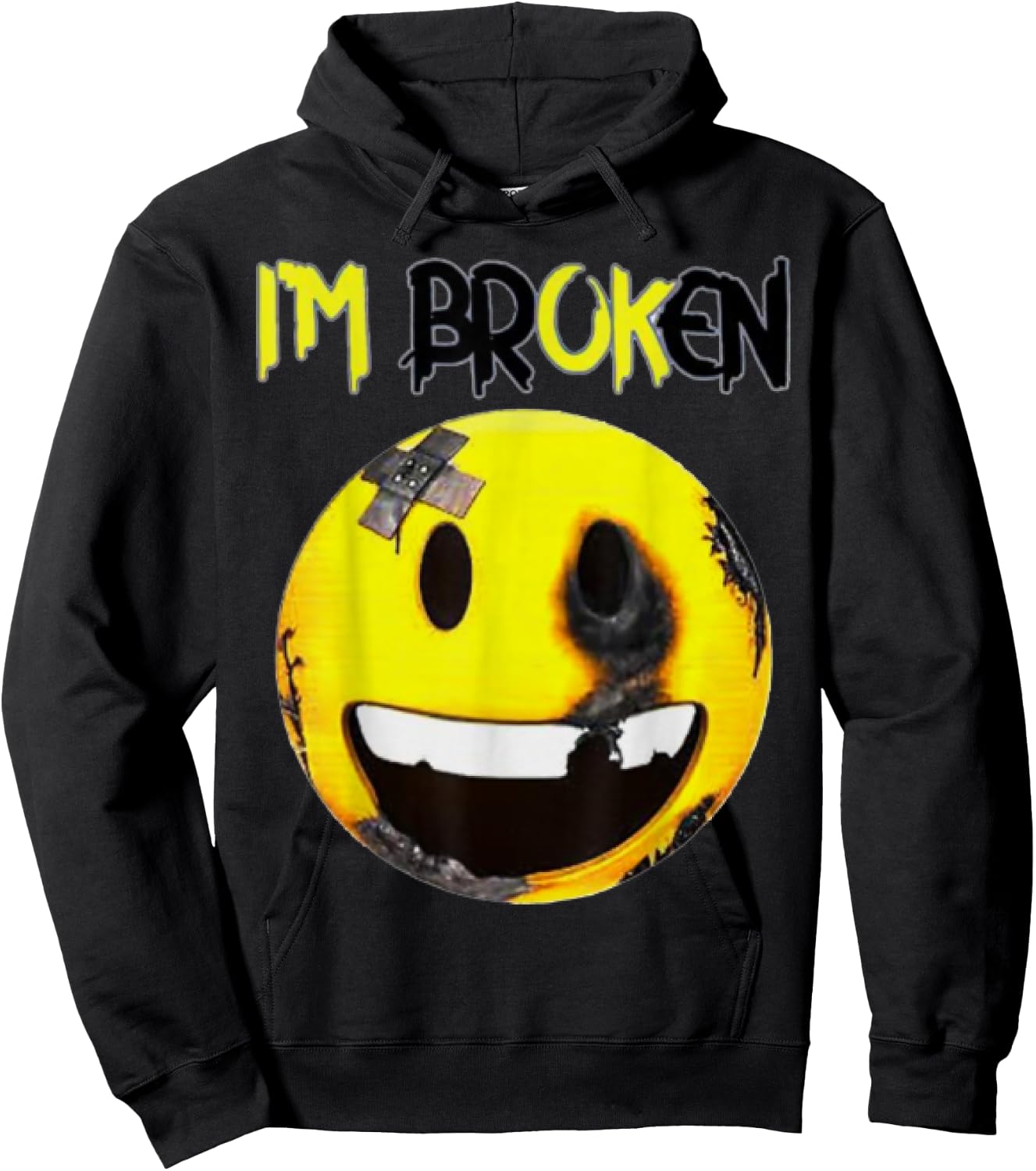 I'm Broken Invisible Illness I'm OK Broken Smile Face Hoodie - Hoodie | Black
