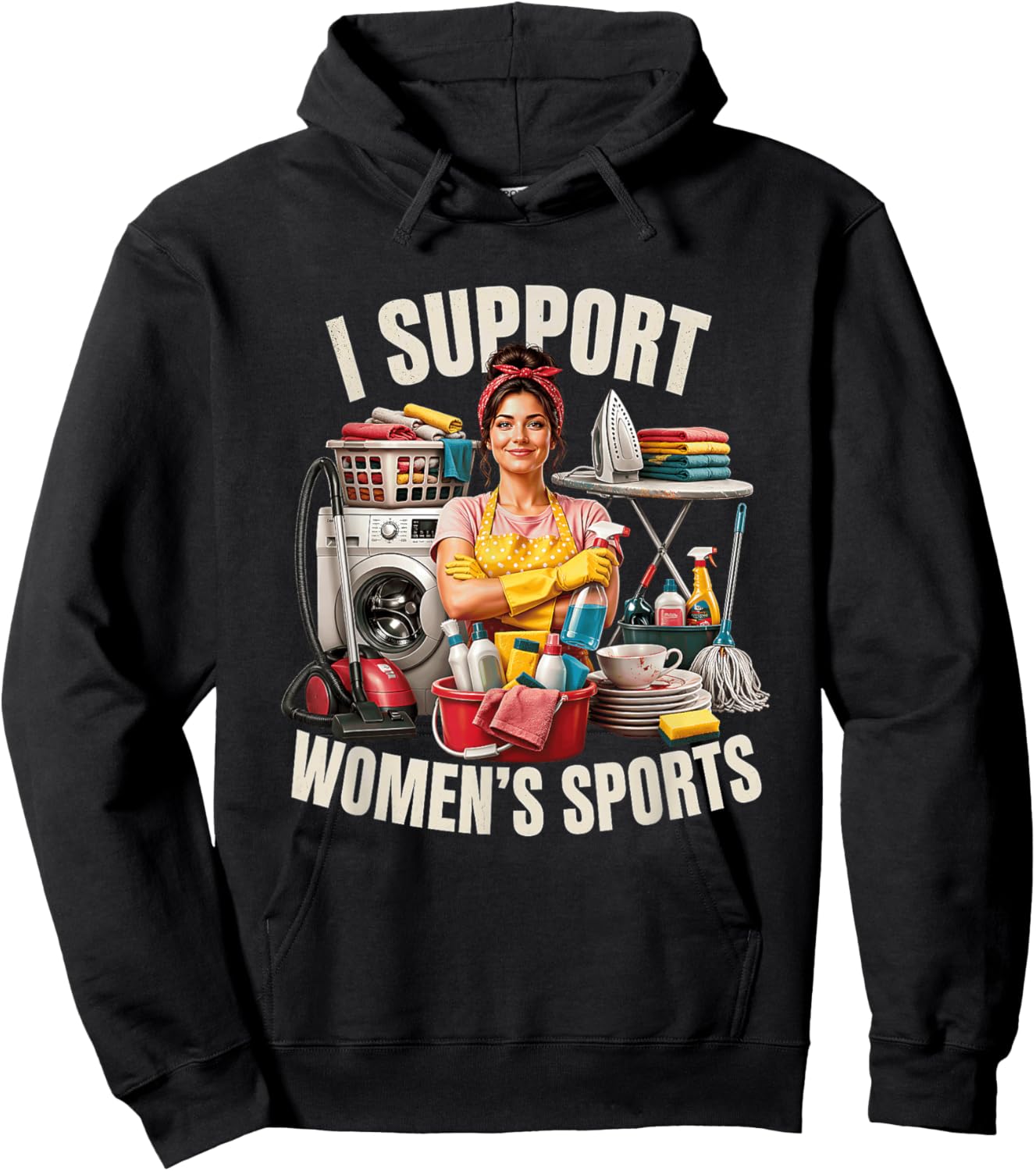 I Support Women's Sports Humor Anti-Feminism Backlash Quote Hoodie - Hoodie | Black